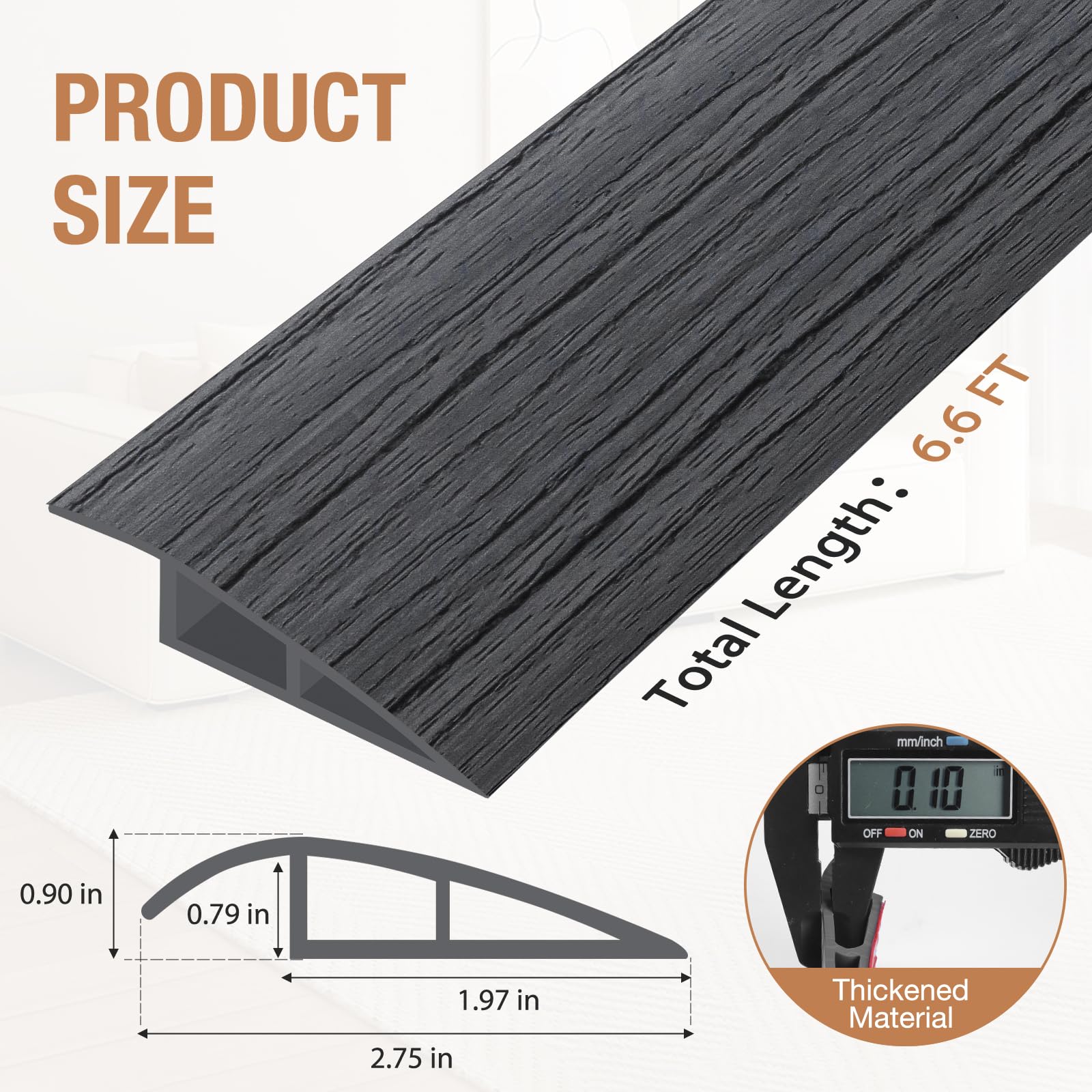 Floor Transition Strip Self Adhesive Vinyl Door Threshold Strip (6.6 Foot)