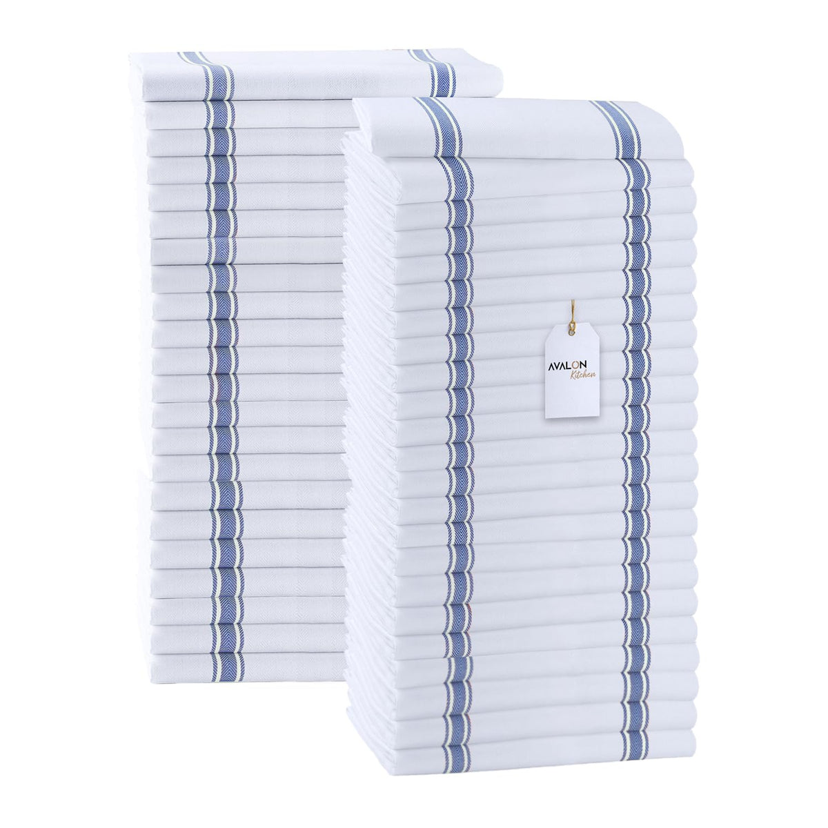 Dish Towels 45 Pack Blue Stripe 100% Cotton Kitchen Towel 15x25 Inch Tea Towels (45 Count)