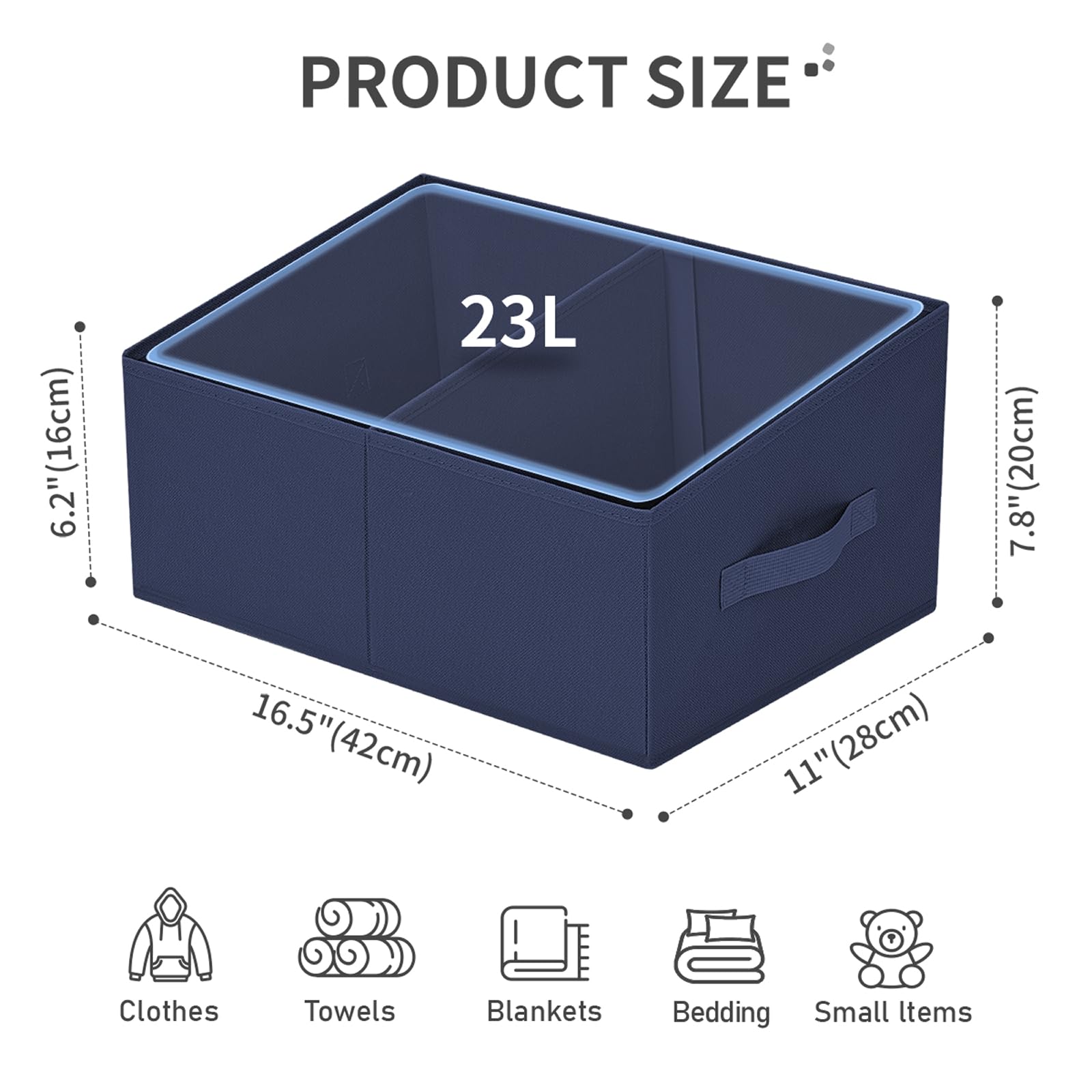 Large Closet Shelf Organizer Bins 8Packs with Handles and Divider (8 Count)
