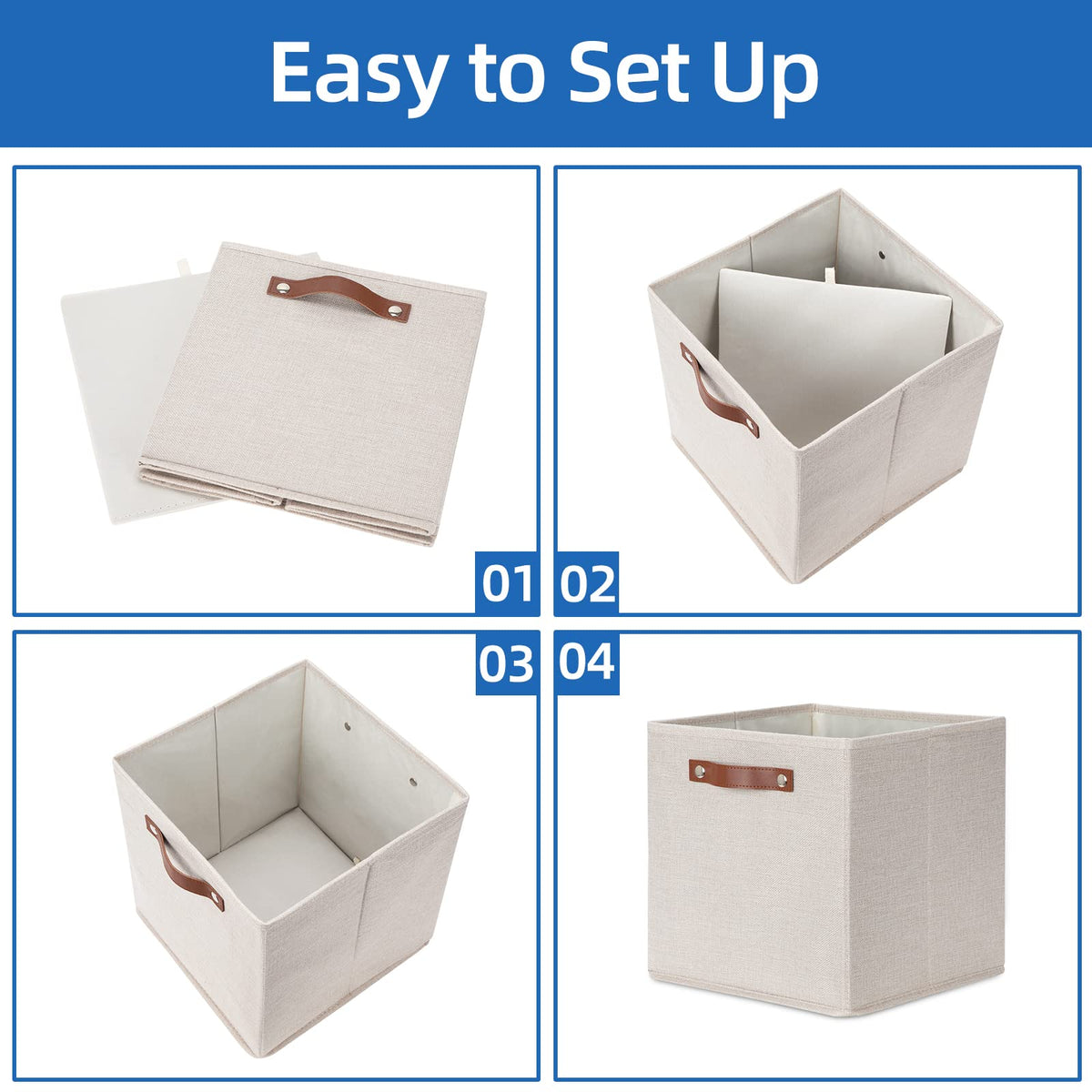 Cube Storage Bins 12 Inch Storage Cubes 4PCs Fabric Organizer Bins Boxes with Handles