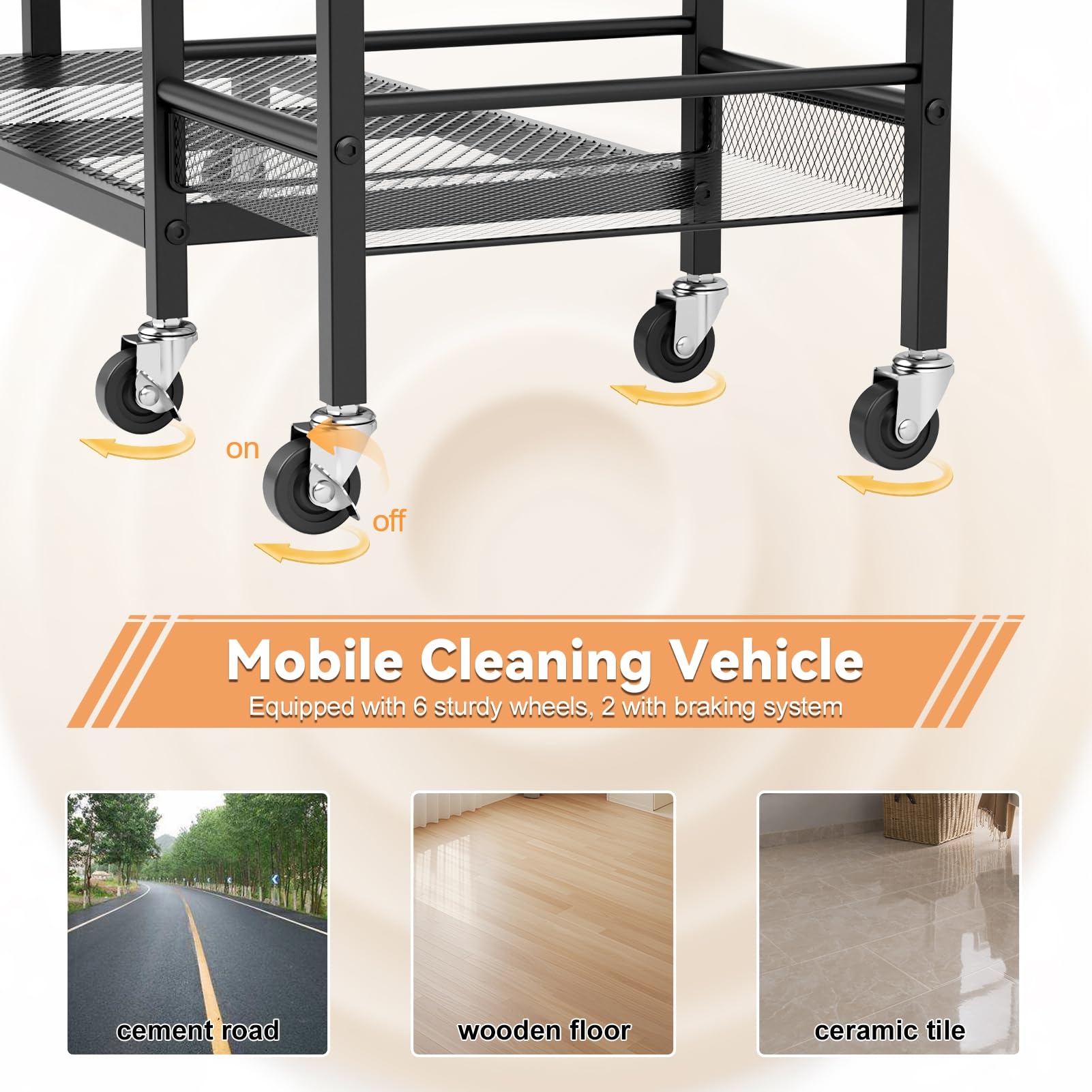 Wheeled Metal Broom Closet Storage Cabinet