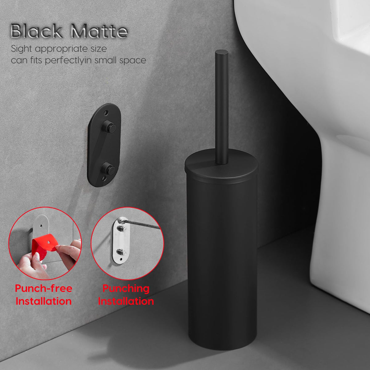 Black Toilet Brush with Dual