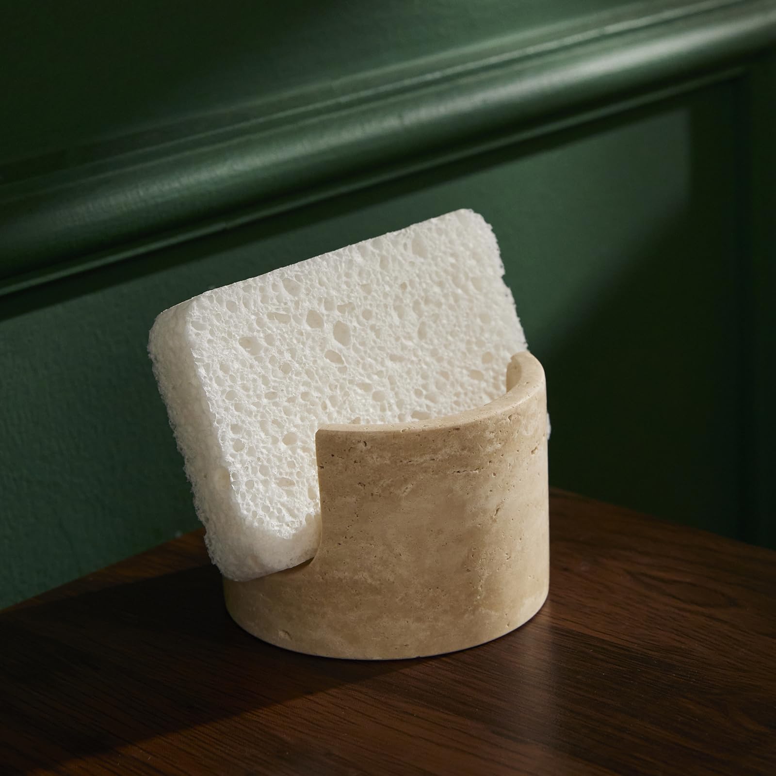 Natural Beige Travertine Marble Sponge Holder for Kitchen Sink Counter