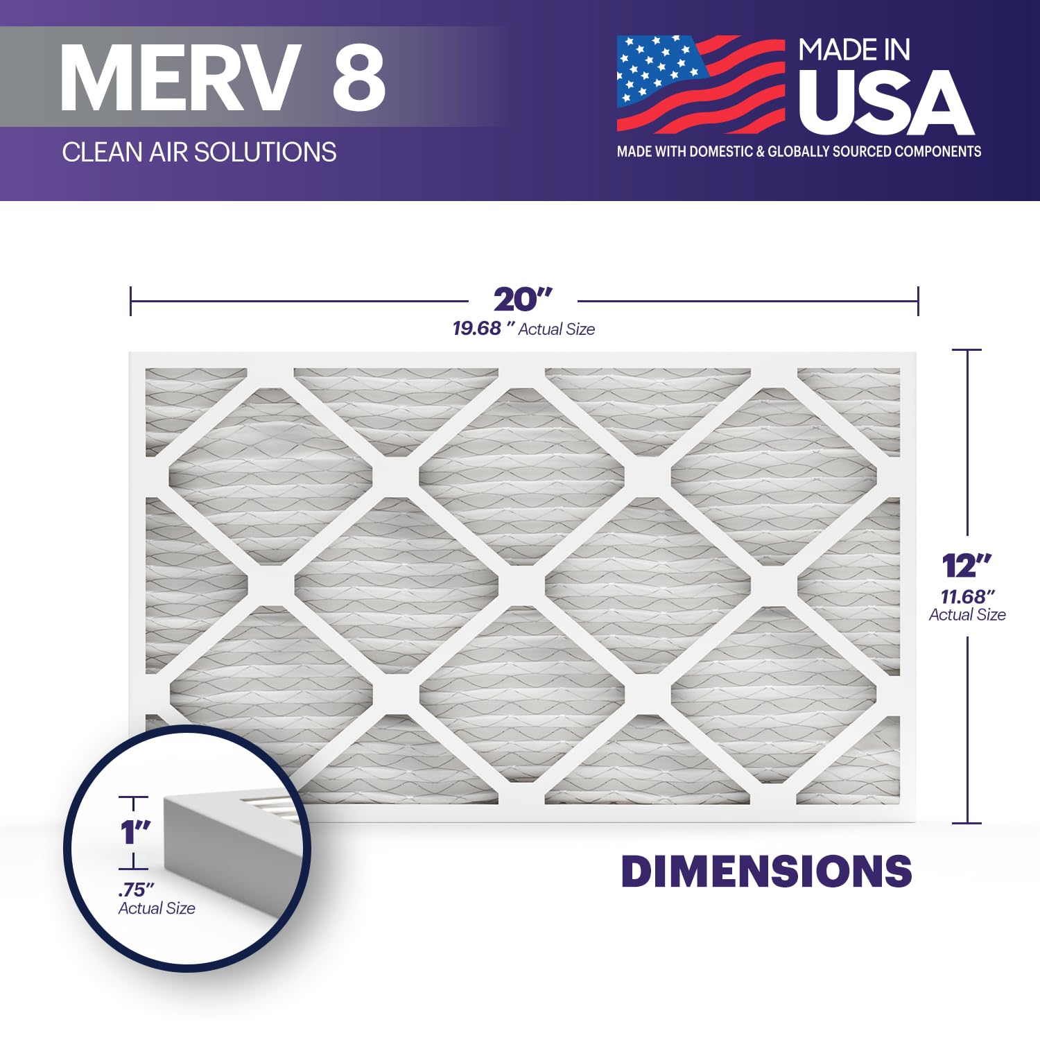 TruFilter 12x20x1 Air Filter MERV 8 (6 Count)