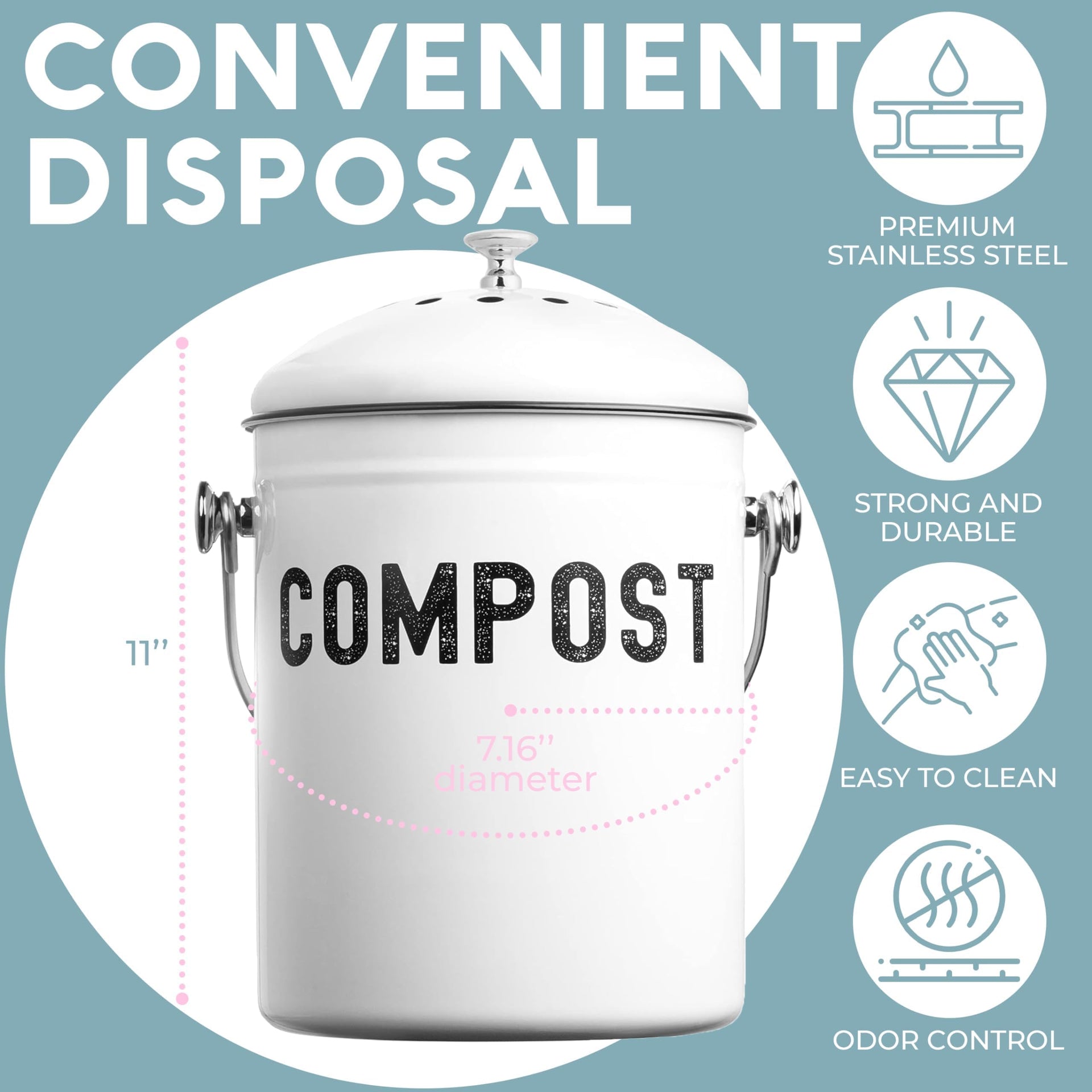 Kitchen Compost Bin for Kicthen Countertops
