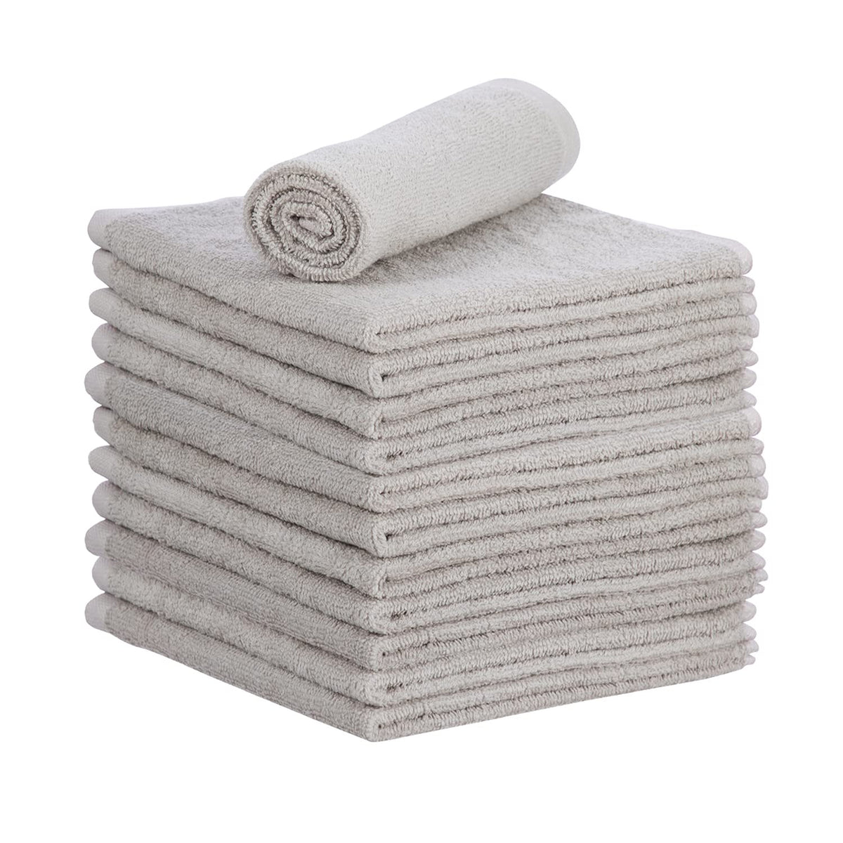 Cotton Terry Washcloths Grey Towels 100% Cotton Cleaning Cloth 16" Rags Wash Clothes for Body and Face (12 Count) - ModHome Supplies