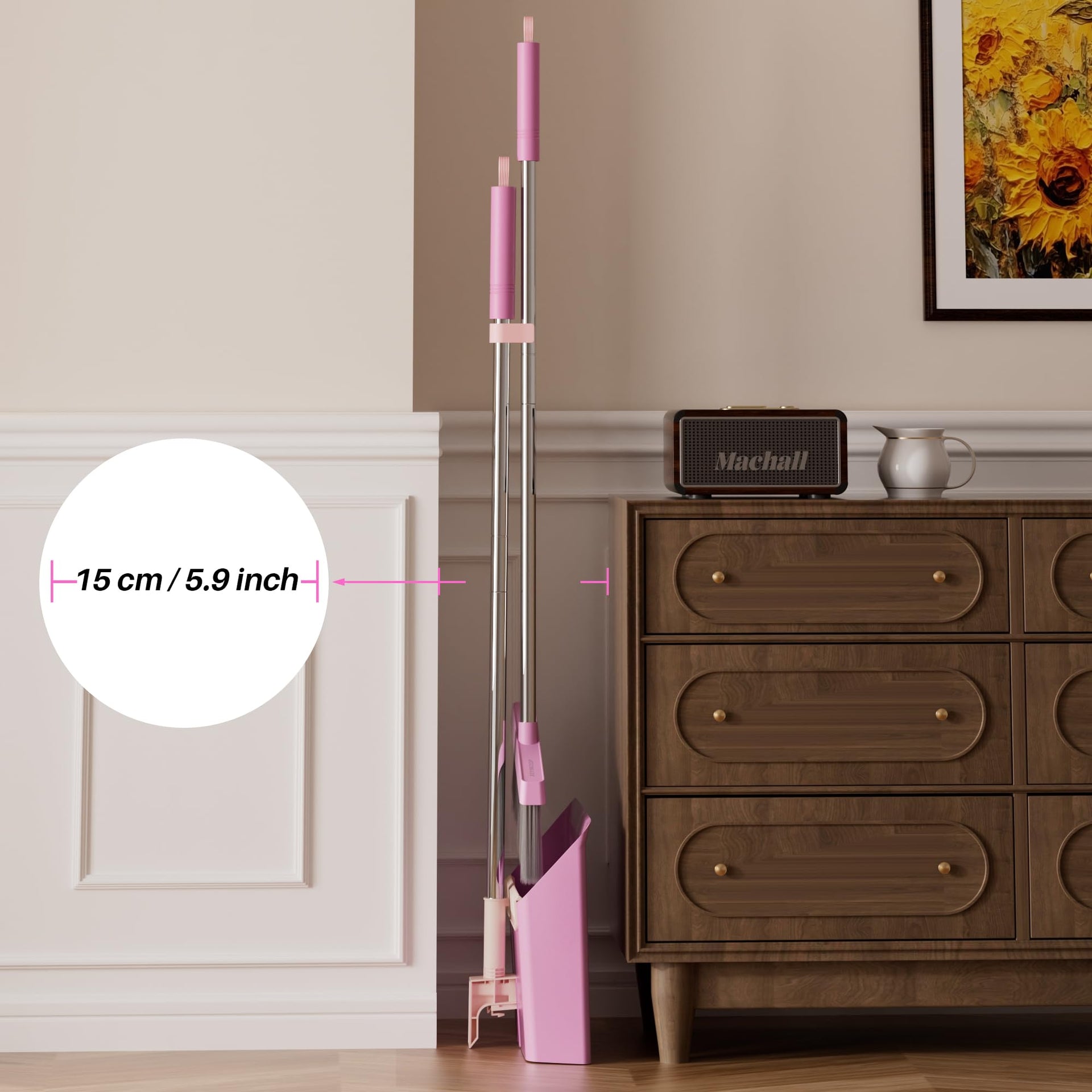 Pink Broom and Dustpan Set