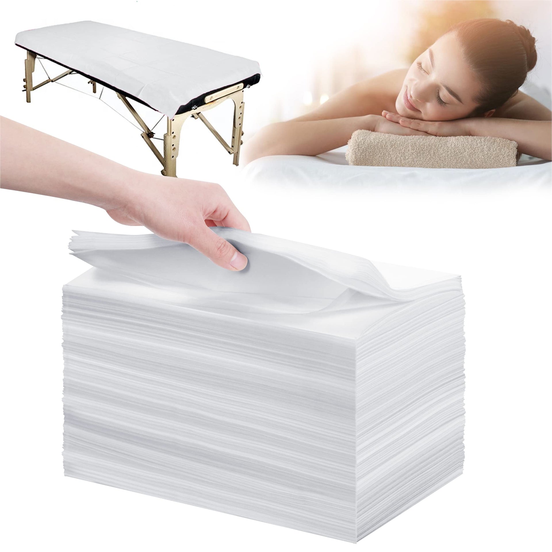 Disposable Bed Sheets 100 Pcs 31" x 71" Massage Table Sheets Non Woven Fabric SPA Bed Cover Breathable for Massage Beauty Tattoos (100 Count)