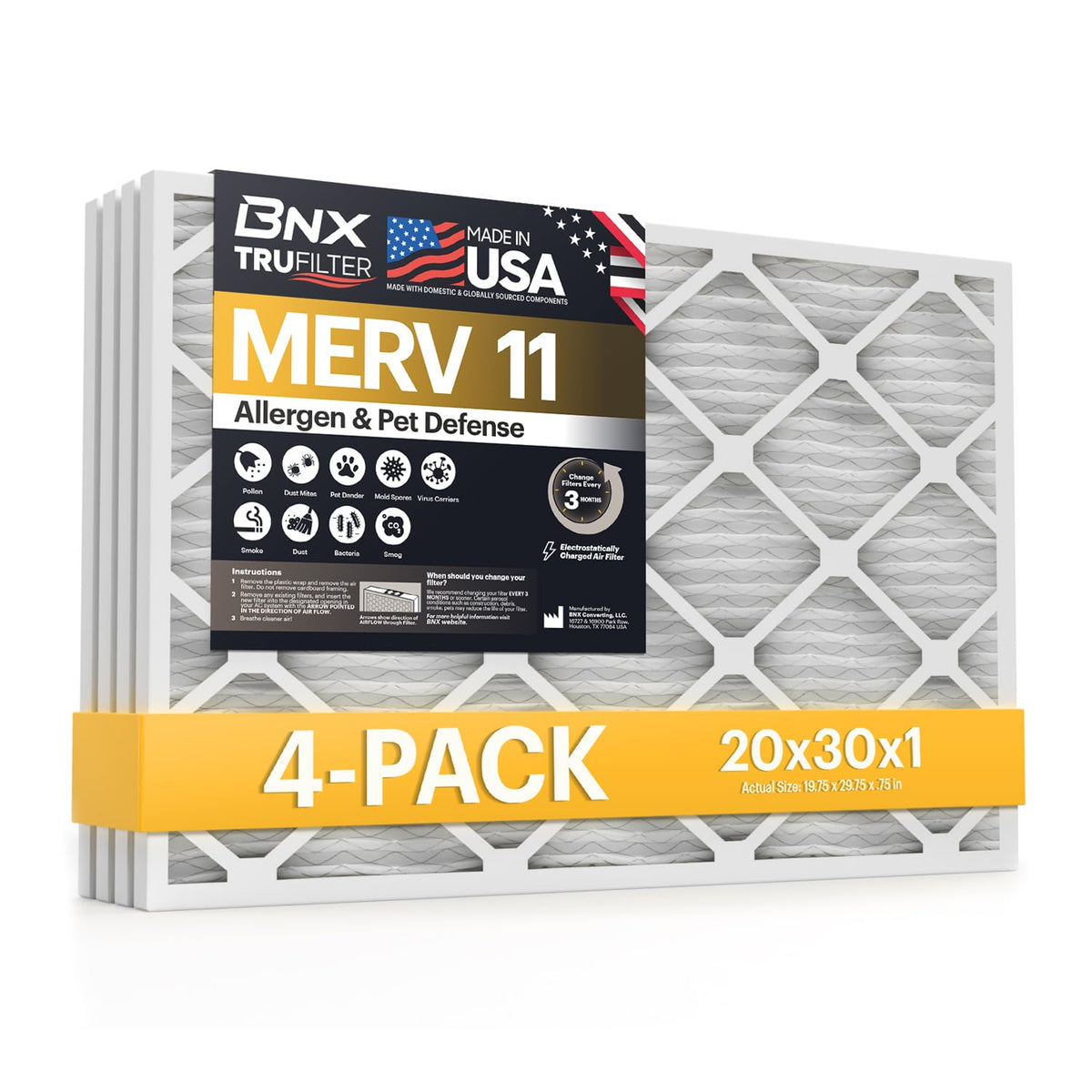TruFilter 20x30x1 Air Filter MERV 11 (4 Count)
