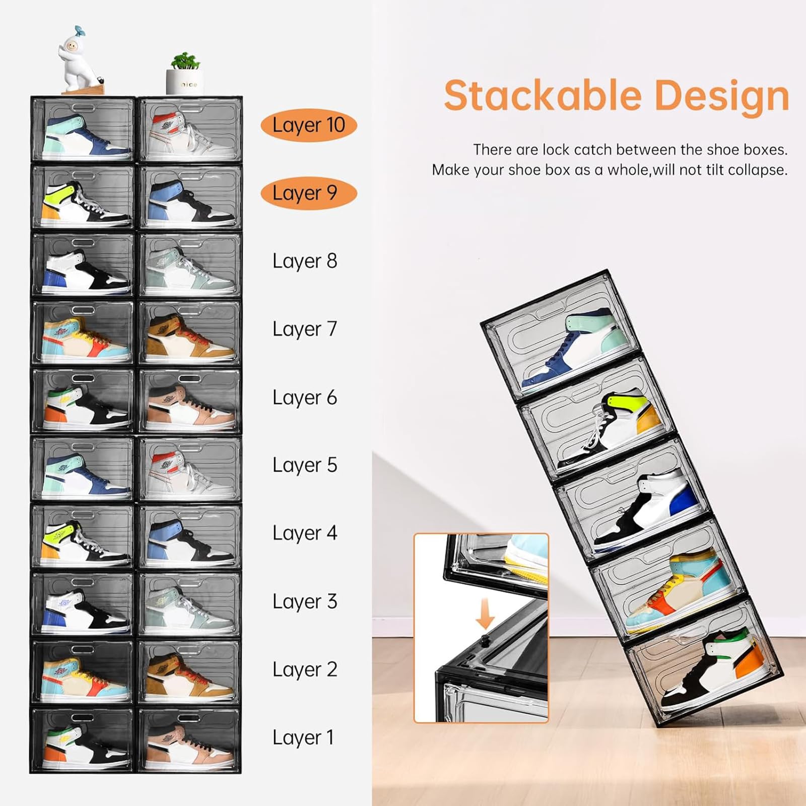8 Pack Drop Side Shoe Boxes (8 Count)