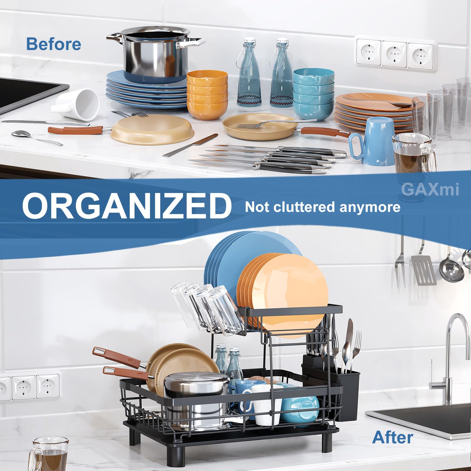 Dish Drying Rack with Drainboard for Kitchen Countertop 2