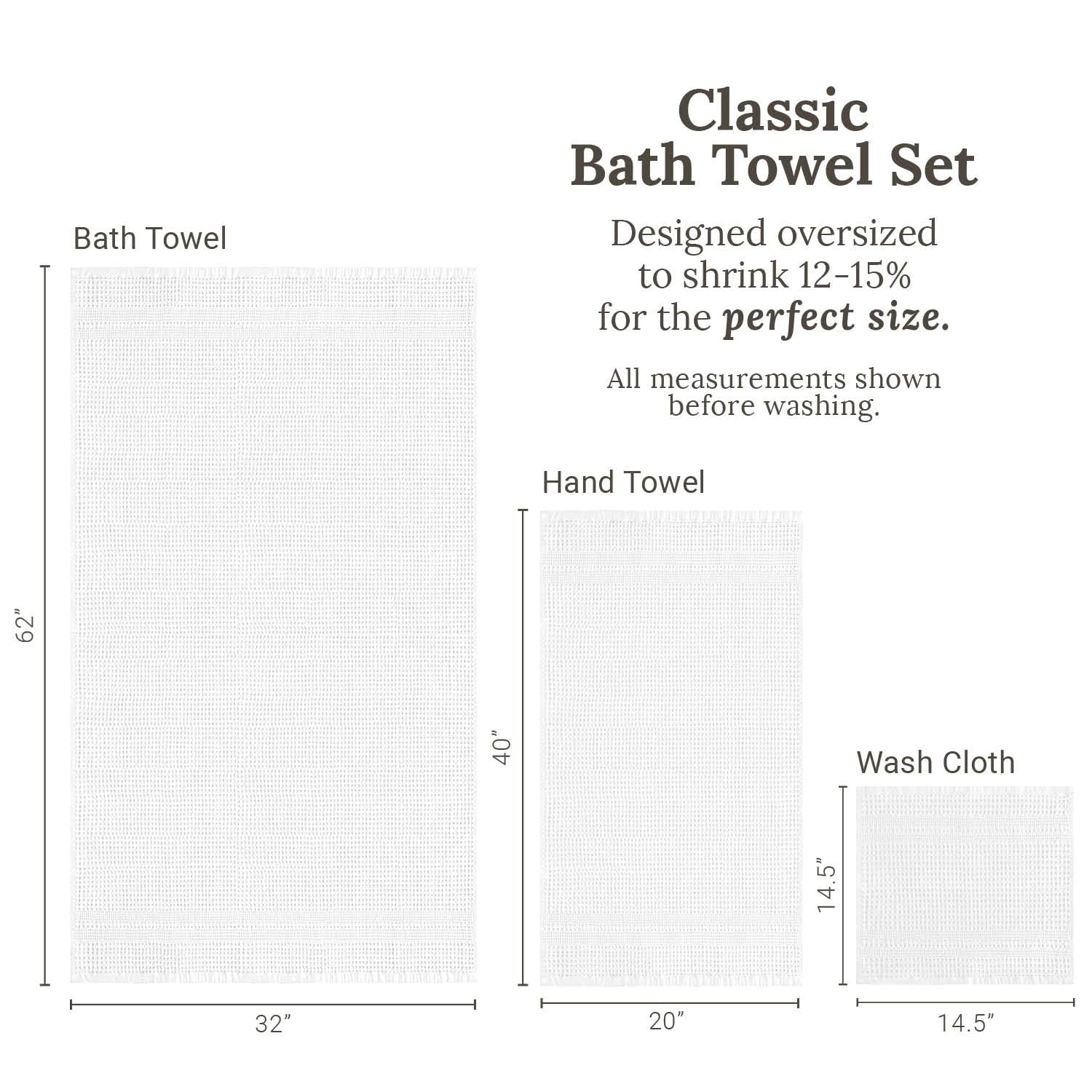 Waffle Towel Set Quick Dry Thin
