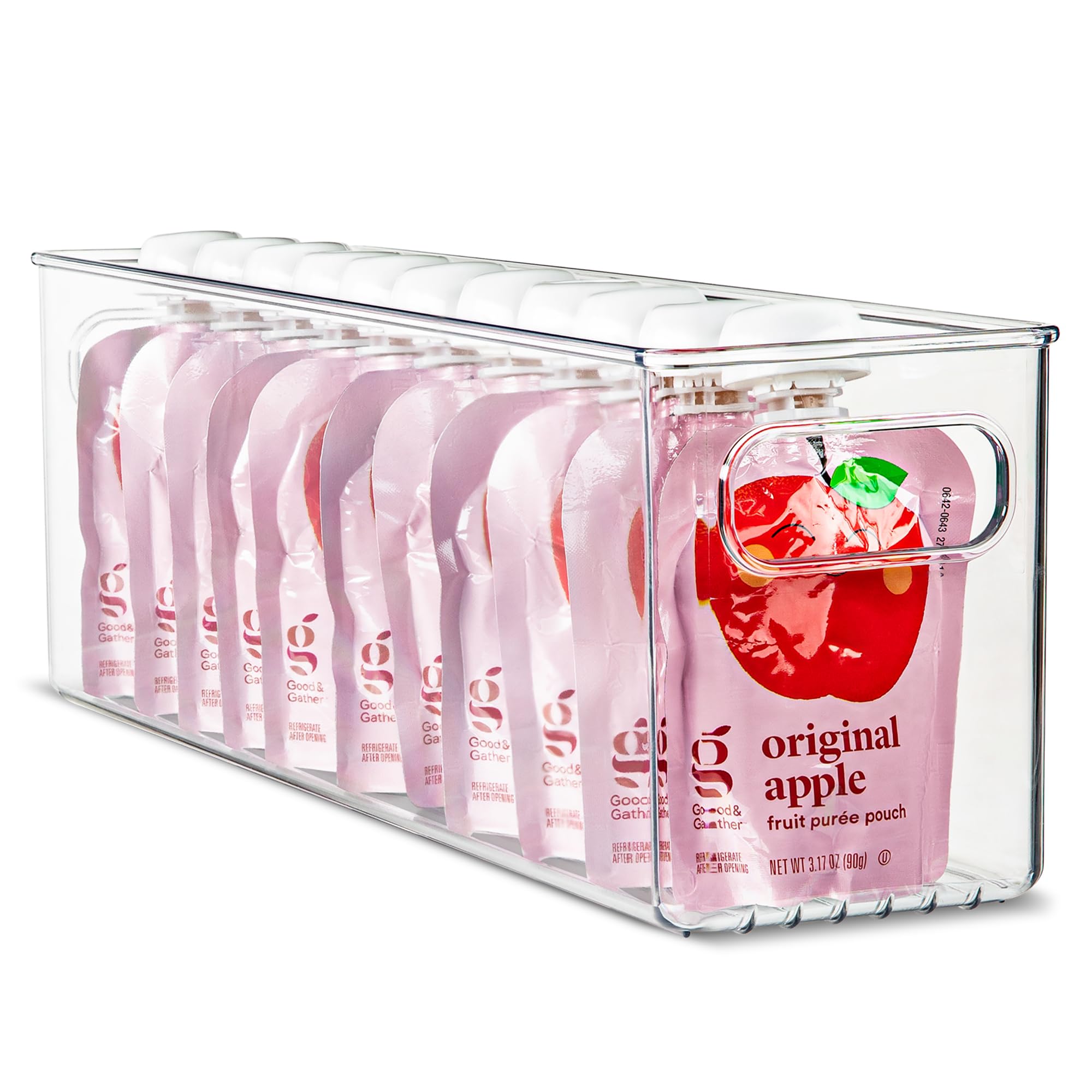 Plastic Food Storage Clear Container Bin with Handles for Organizing Kitchen