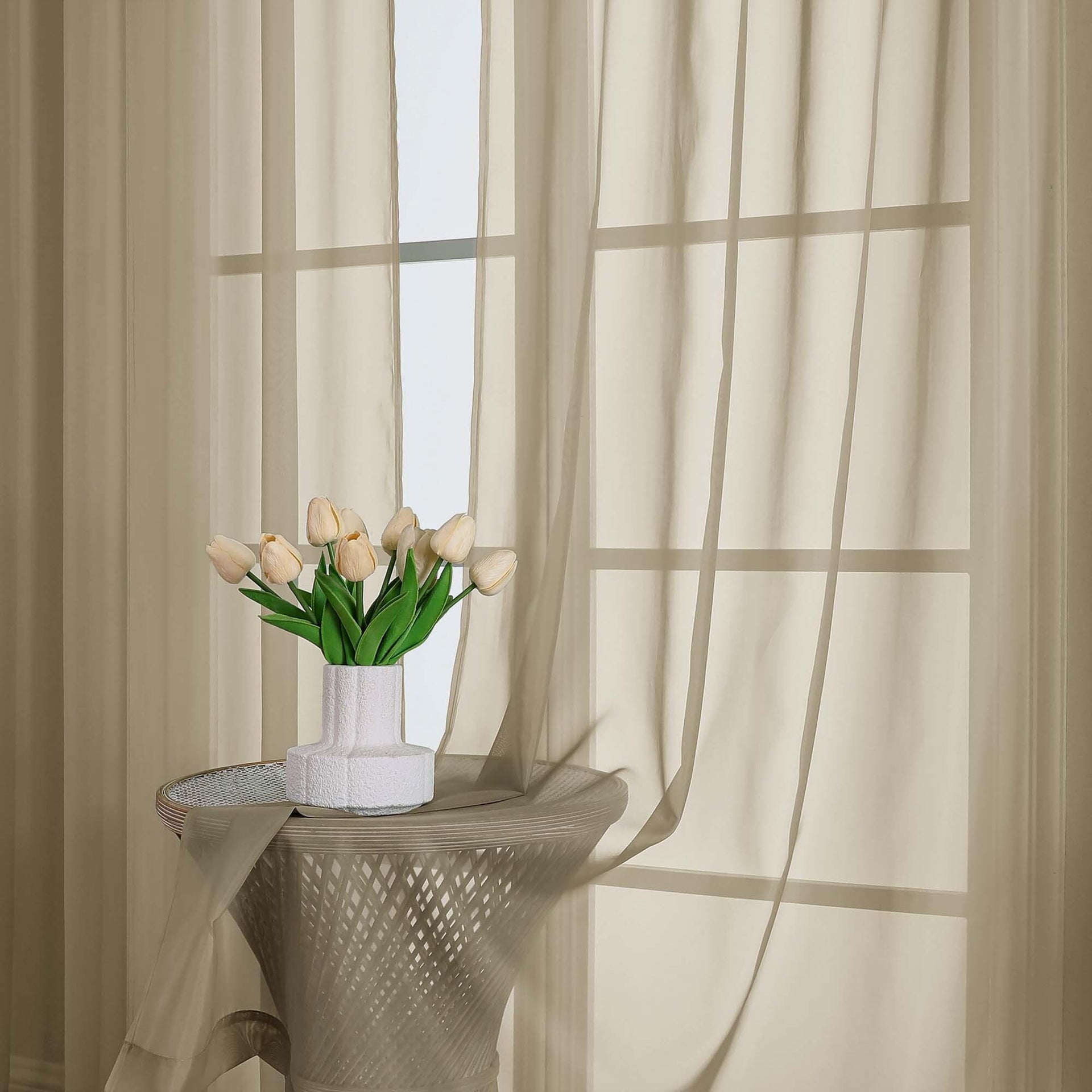 Taupe Sheer Curtains 90 Inches Long 2 Panels (2 Count)