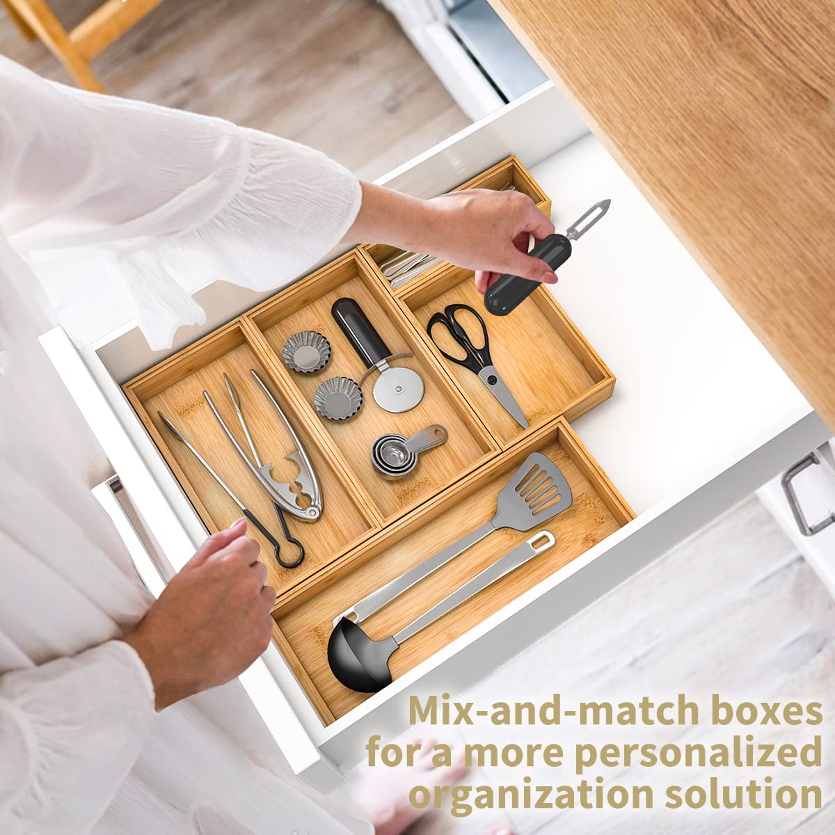 Bamboo Kitchen Drawer Organizer 12"x 6" (2 Count)