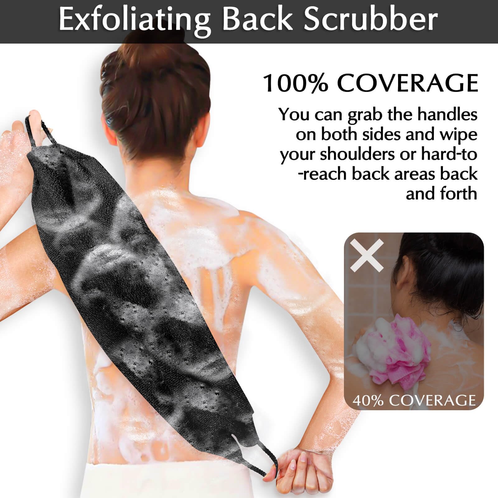 Exfoliating Back Scrubber Bath Gloves Set (3 Count)