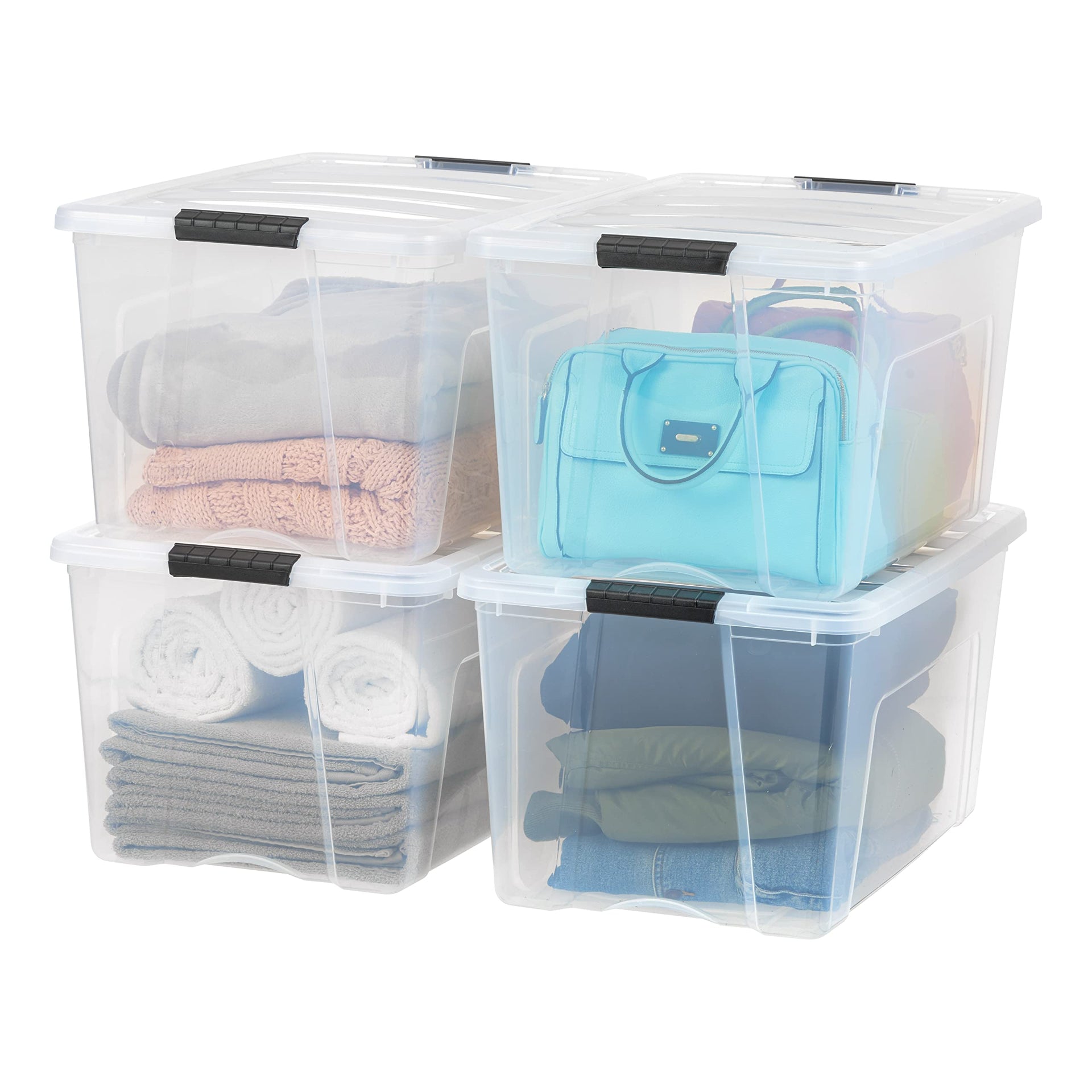 4 Pack 72 Quart Storage Bins with Lids (4 Count)