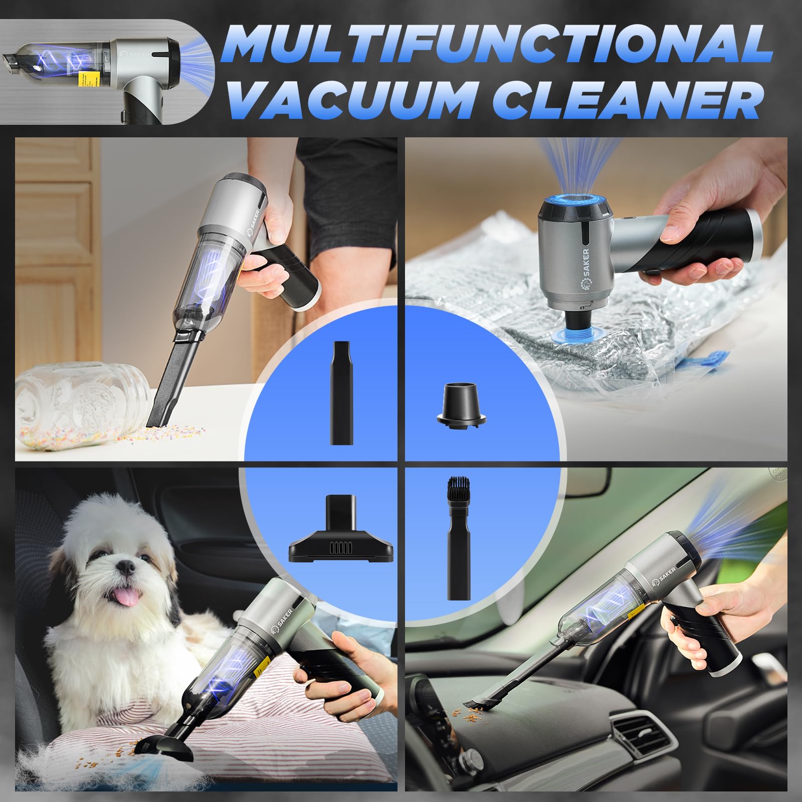 Handheld Car Vacuum Portable Cordless17000Pa HL132 Black