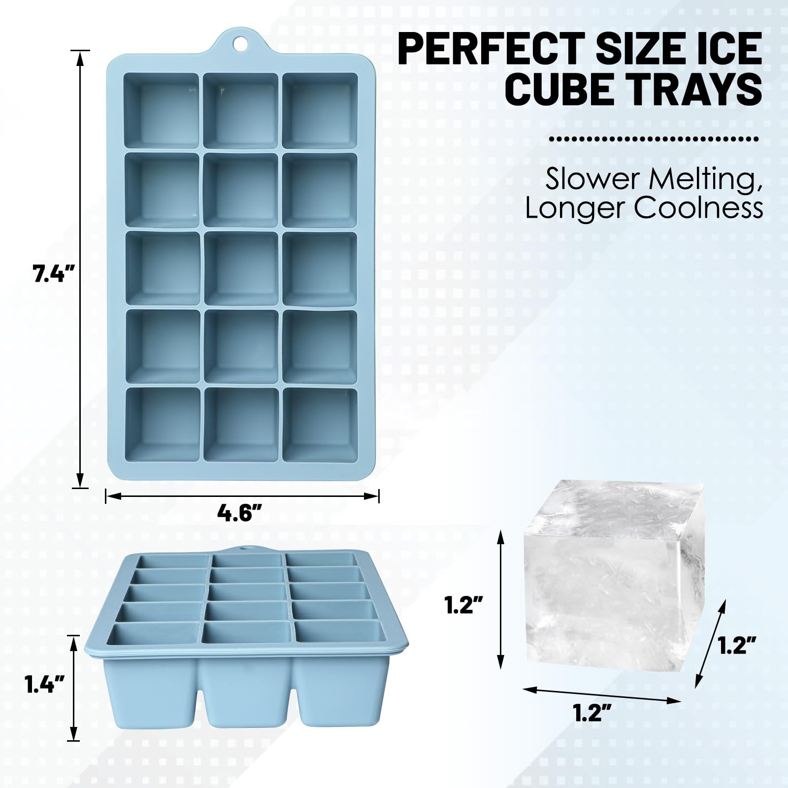 Silicone Ice Cube Trays 3Packs (3 Count)