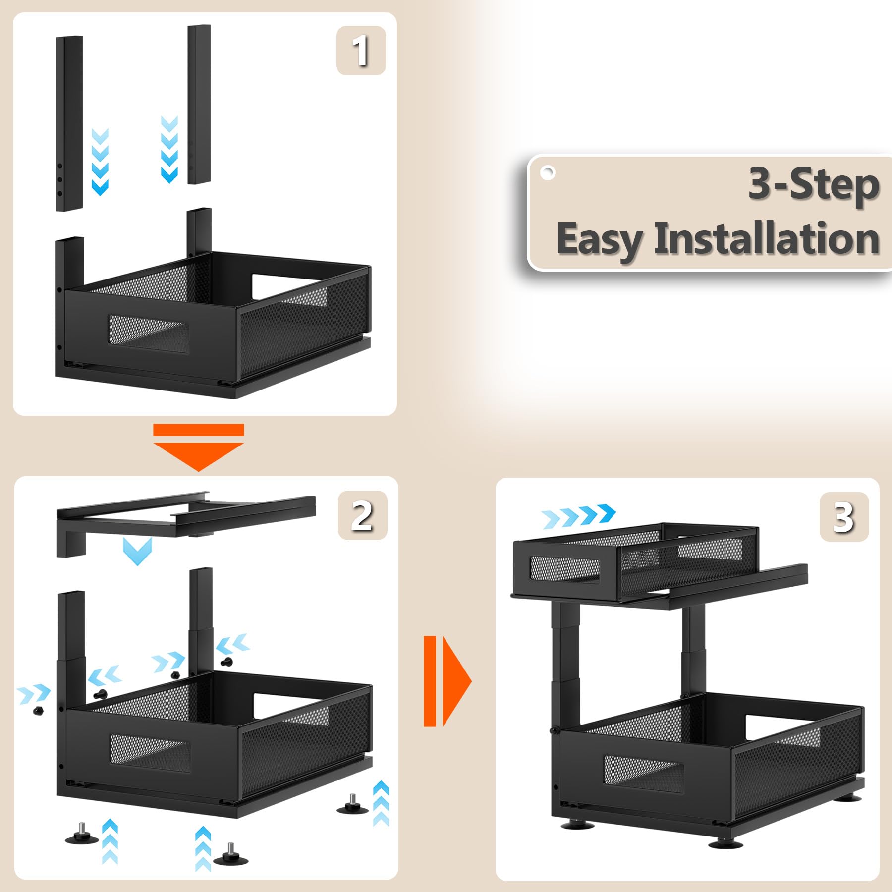 2 Pack Under Sink Organizer with Next (2 Count)