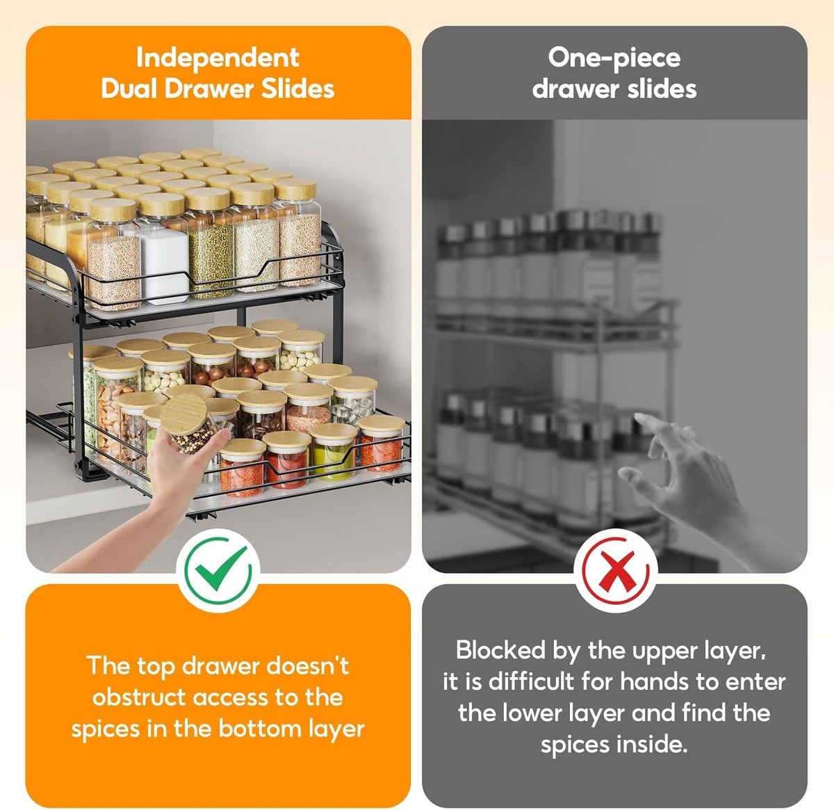 Spice Rack Organizer for Cabinet