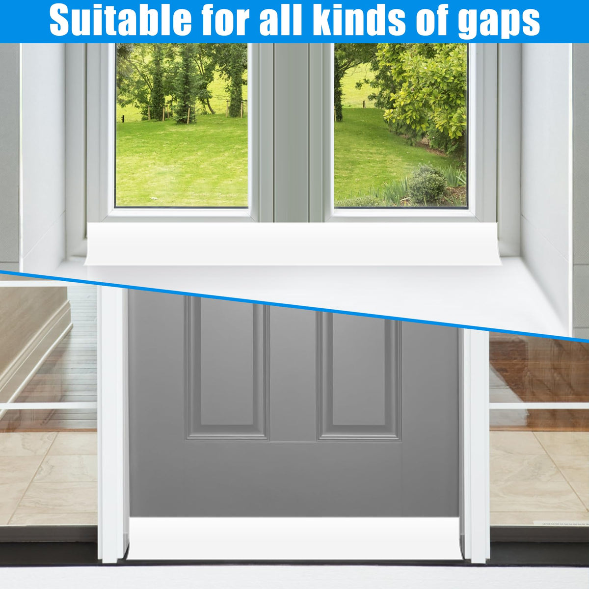 Draft Seal Tape for Doors and Windows 2 in x 20 Ft Silicone Weather Stripping Extra Thick 2mm Door Seal Strip with Strong Adhesive Draft Insulation Stopper Side Seal (20 Foot)