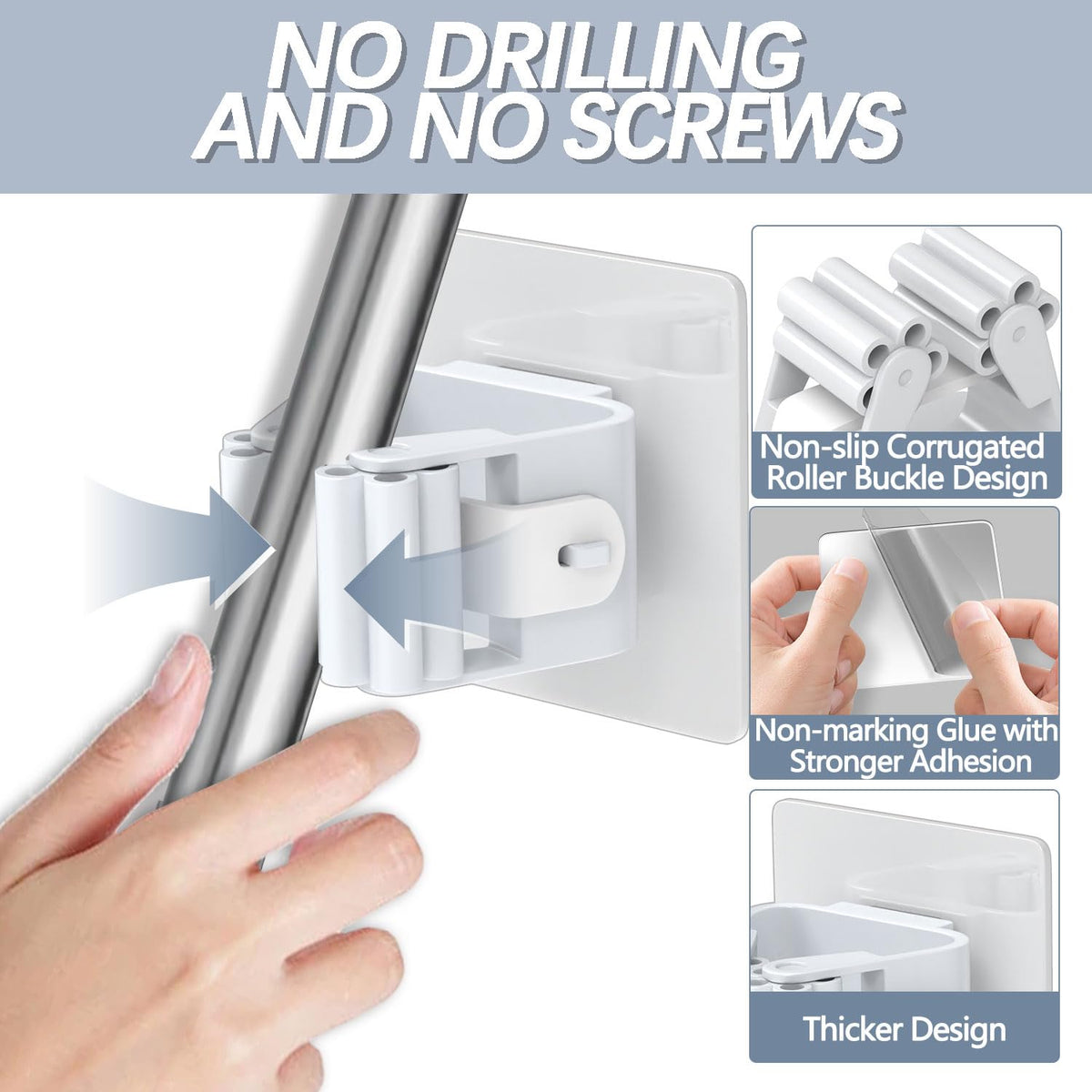 24 Pack Self Adhesive Broom Holder Wall Mount (24 Count)