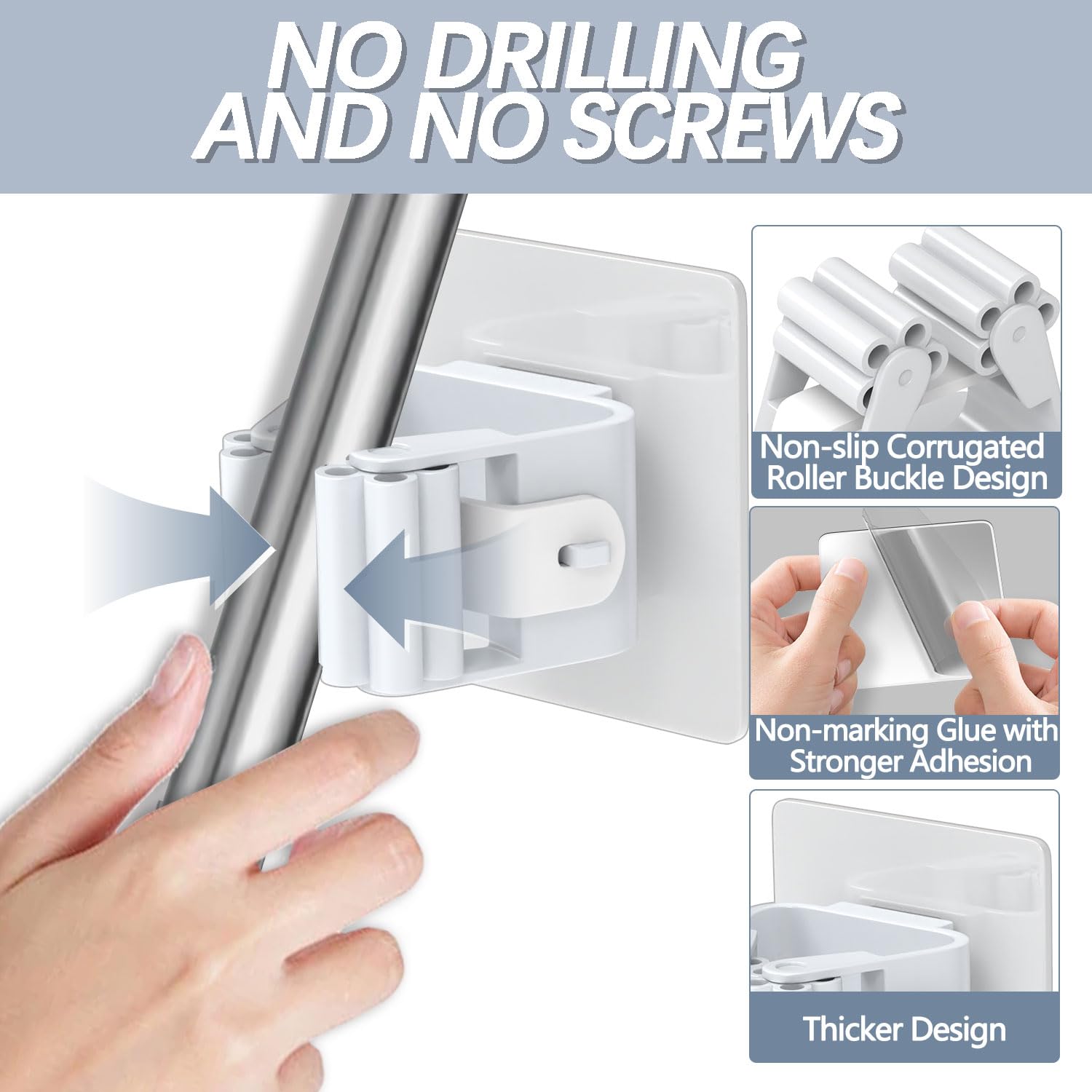 24 Pack Self Adhesive Broom Holder Wall Mount (24 Count)