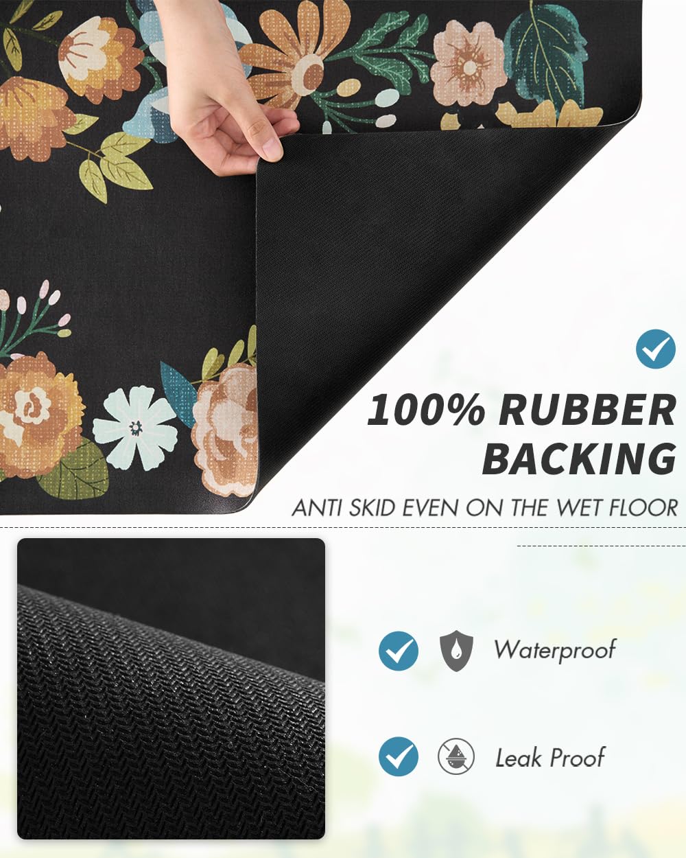 Coffee Mat Hide Stain Rubber Backed Absorbent Dish Drying Mat for Kitchen Counter