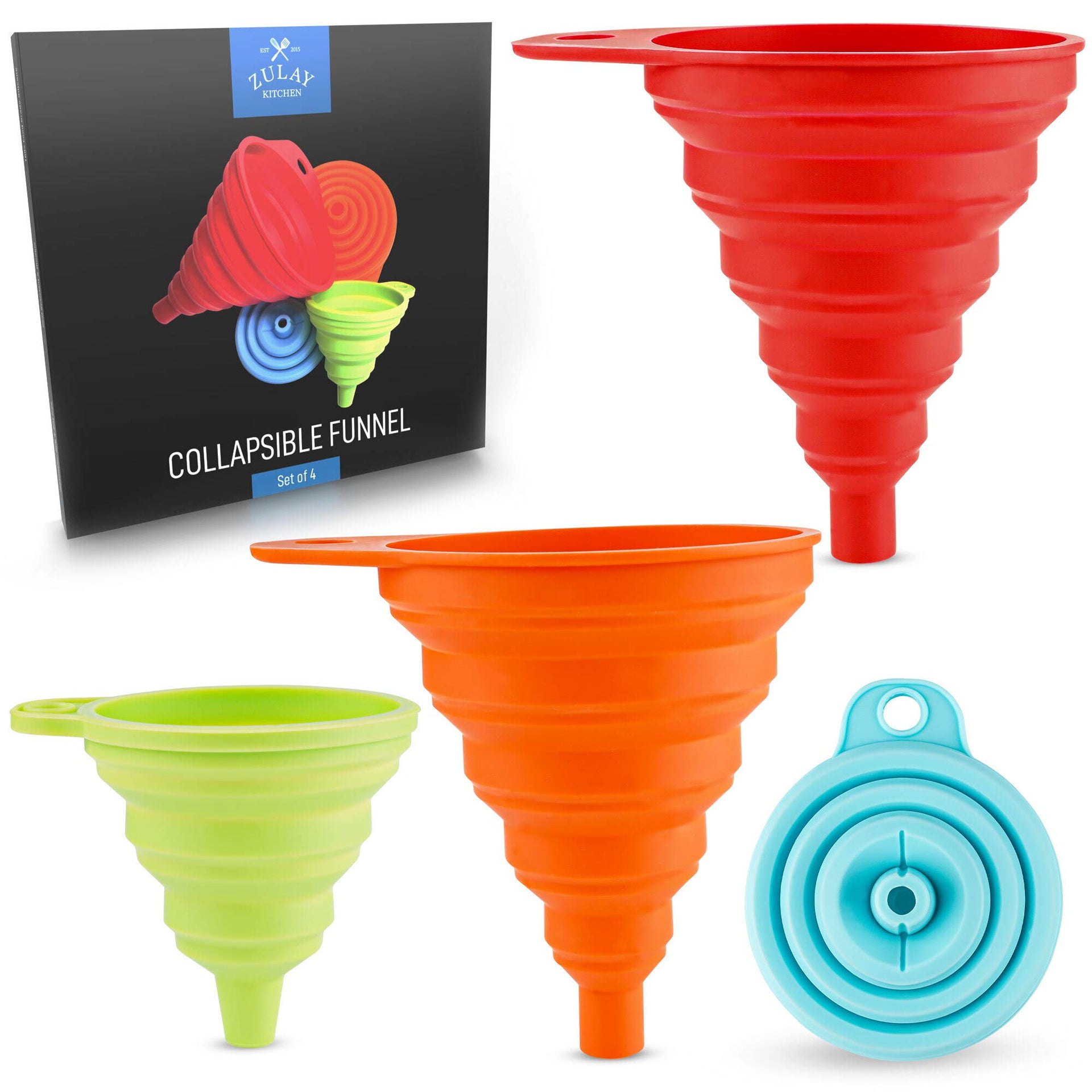 Silicone Collapsible Funnels for Kitchen (4 Count)