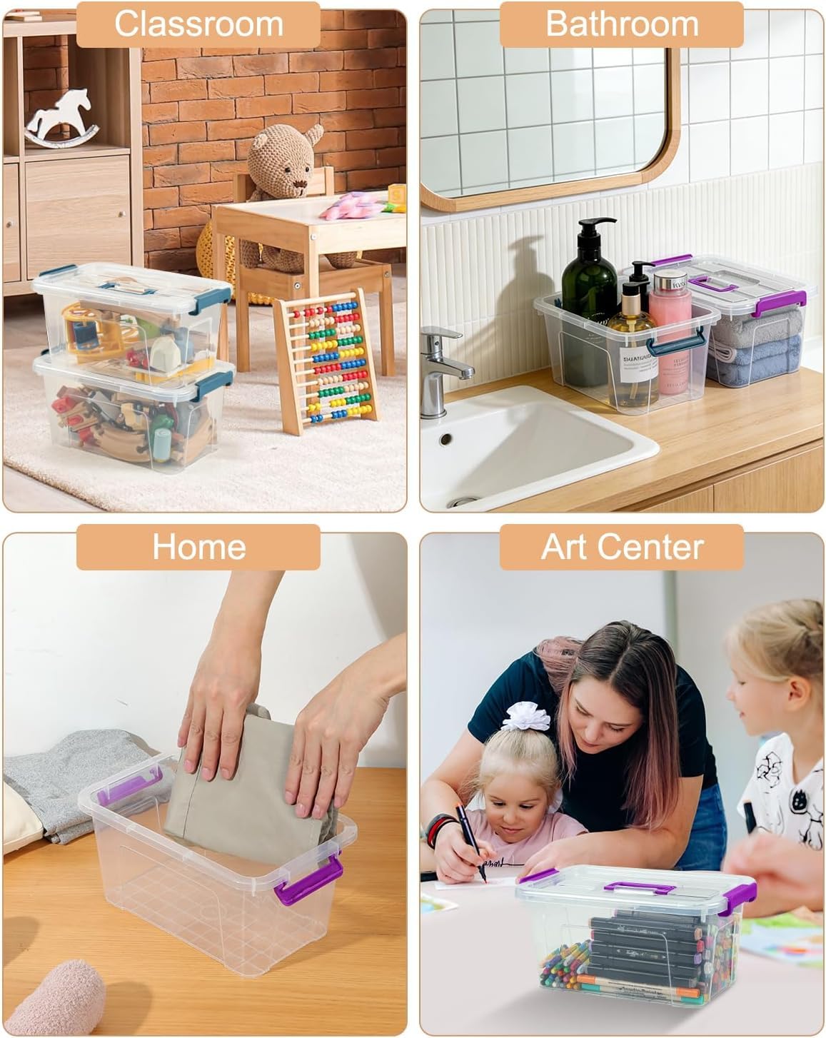 Plastic Storage Bins with Lids 6 Pack (6 Count)