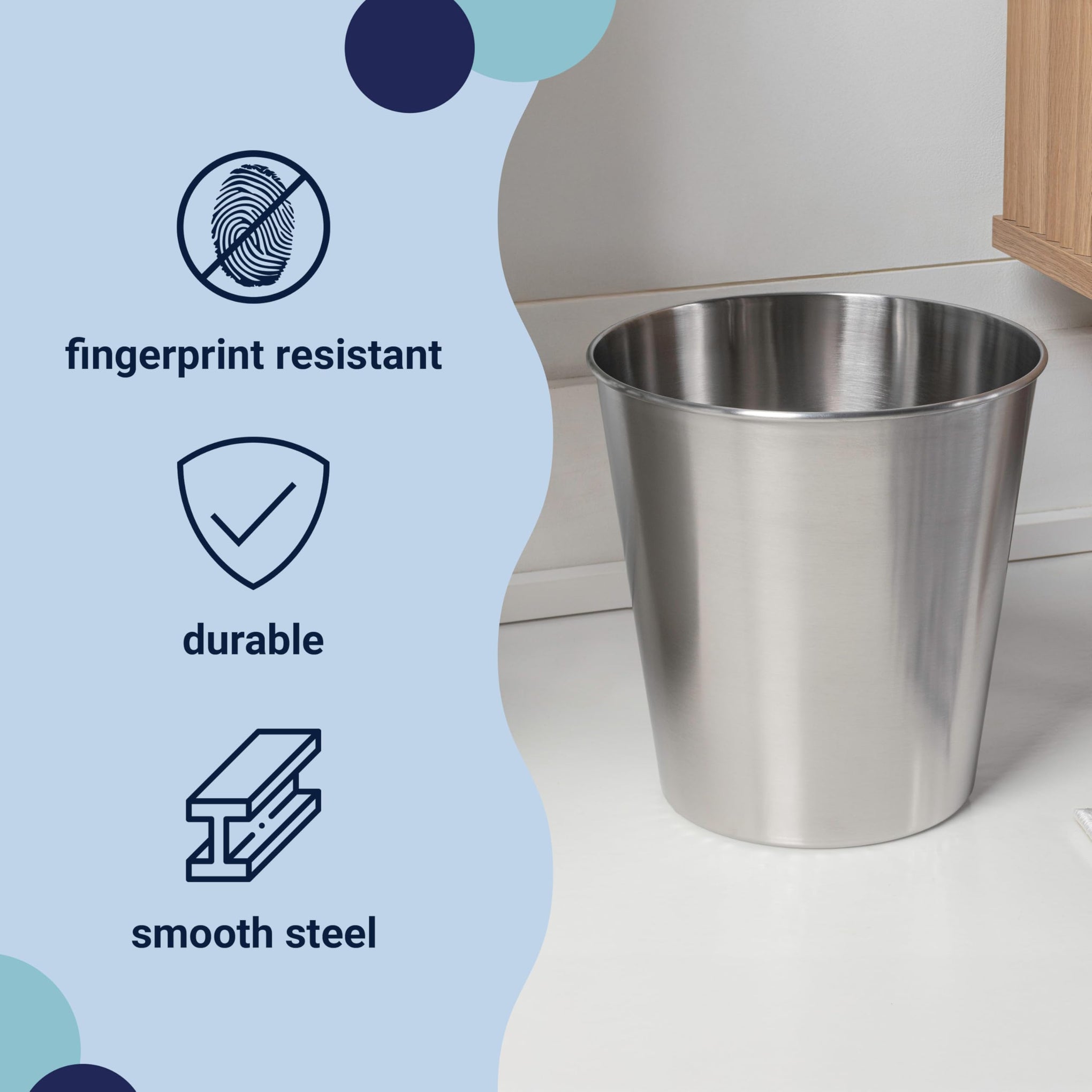 Nolan 2 Gal Smooth Steel Wastebasket