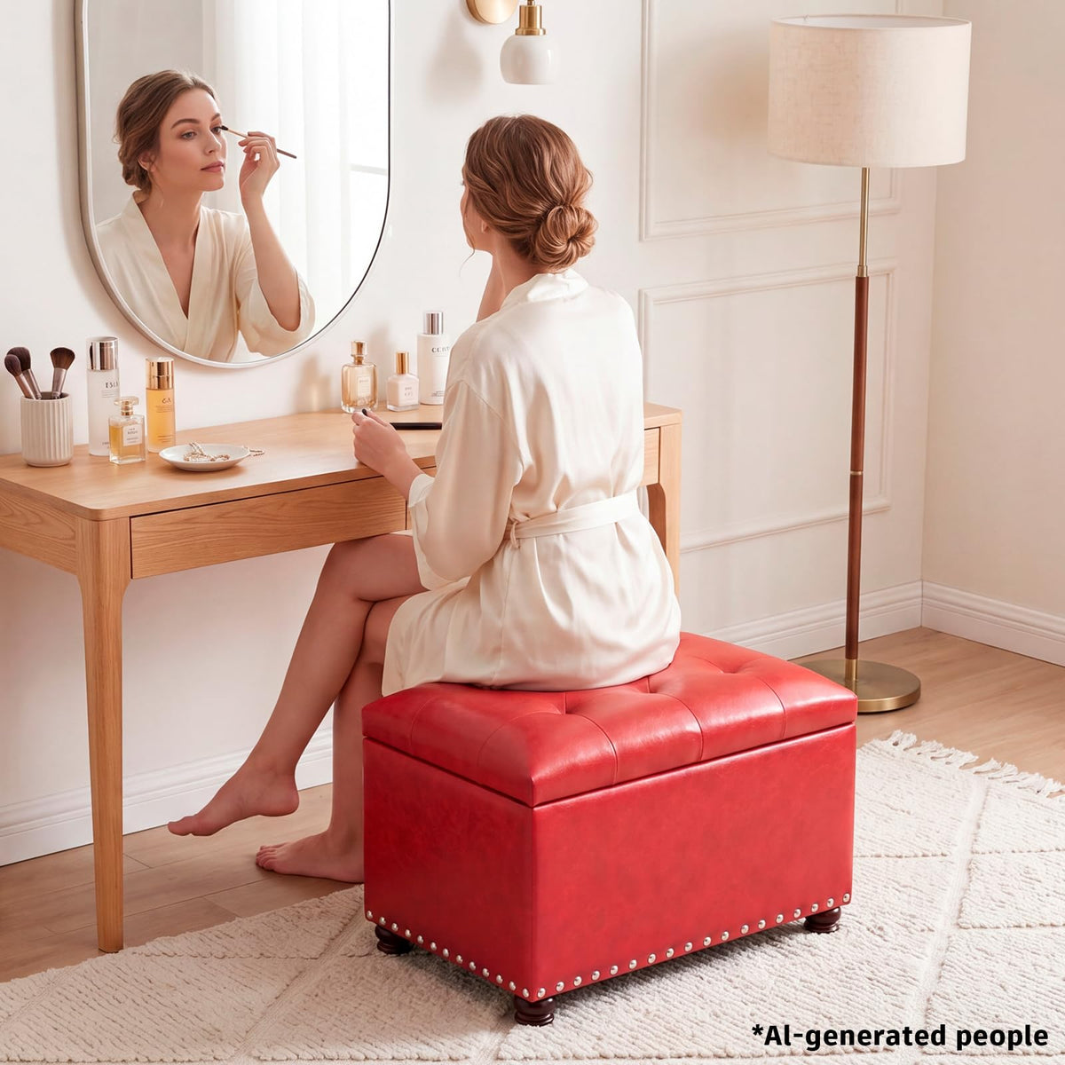 Leather Storage Ottoman