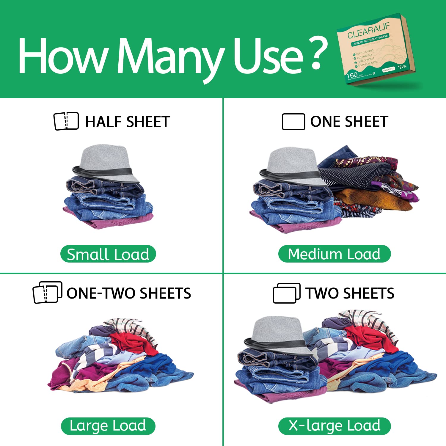 Laundry Detergent Sheets up to 160 Loads (80 Count)
