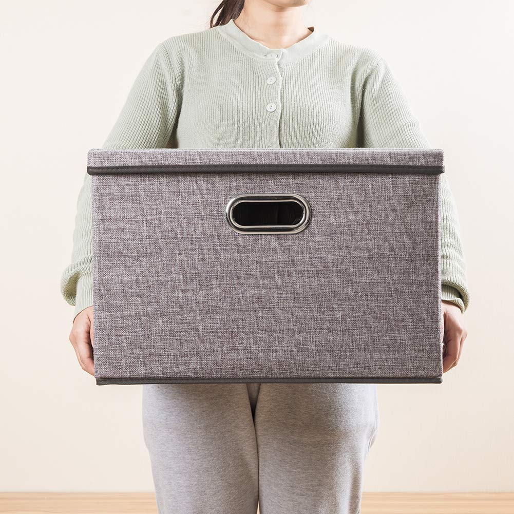 Large Collapsible Storage Bins with Lids [3 (3 Count)