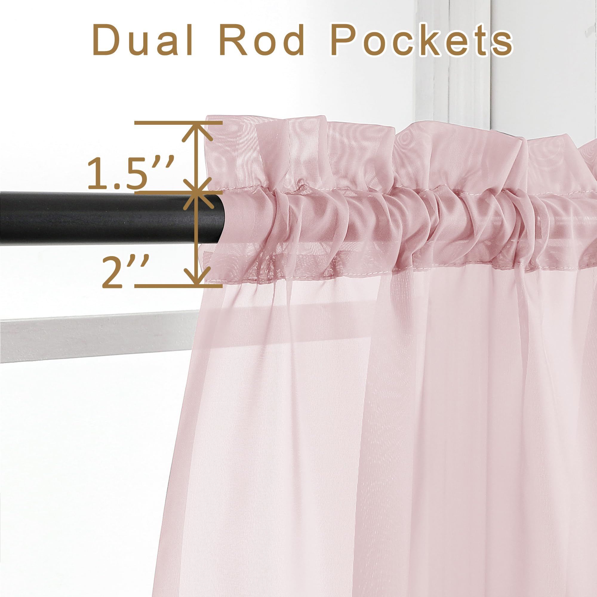 Sheer Valance Tiers Curtains 2 Panels (2 Count)