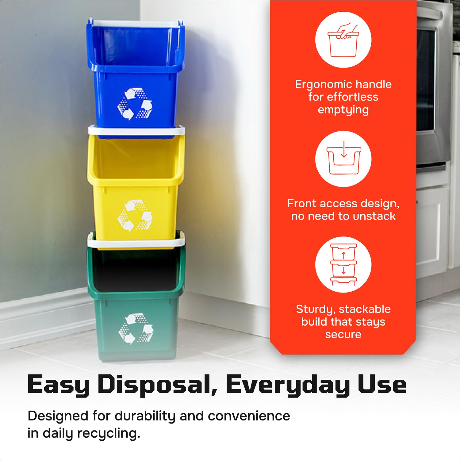 Multi Bin 6 Gallon Stackable Recycle Bins