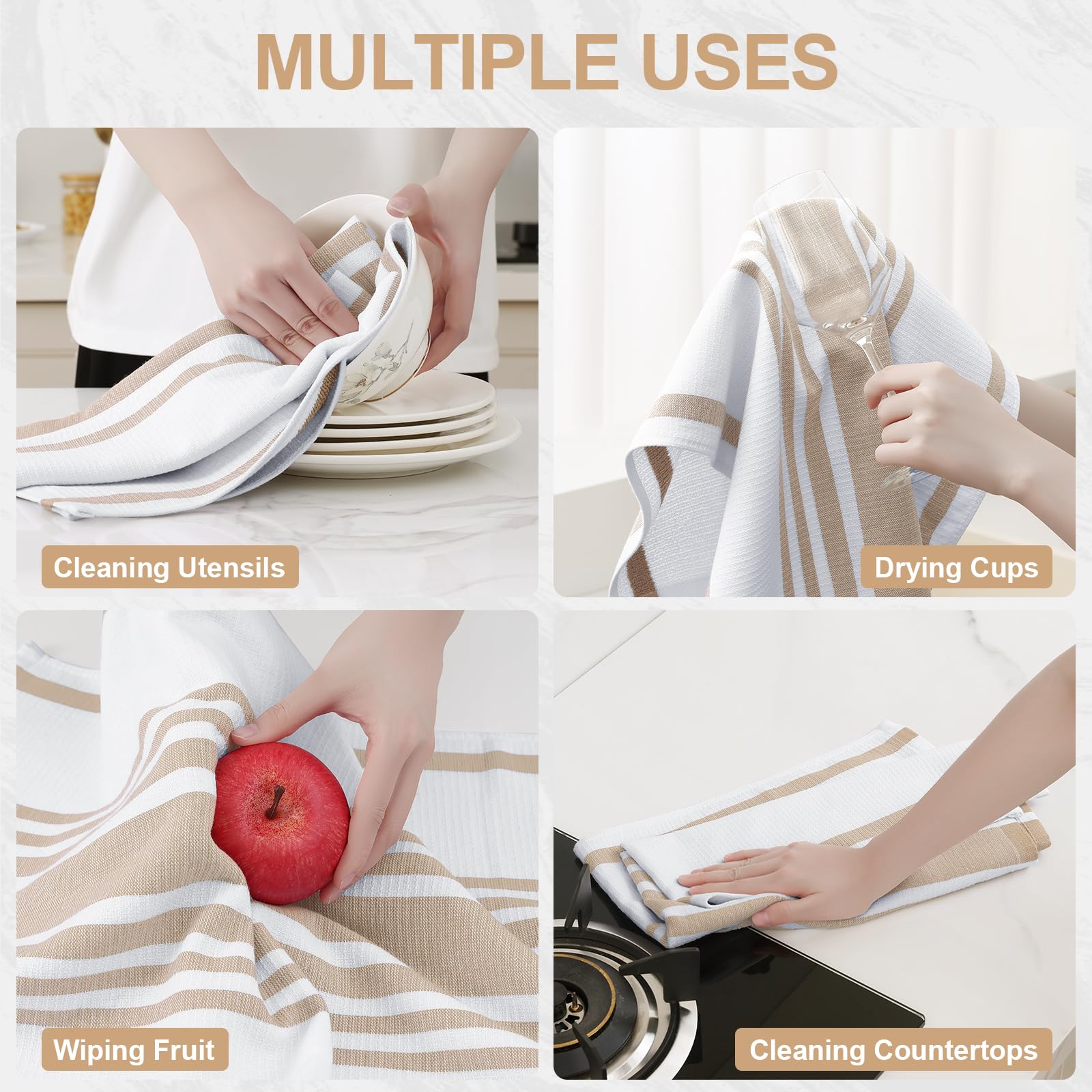 Premium Cotton Stripe Kitchen Towels 6 Pack (6 Count)