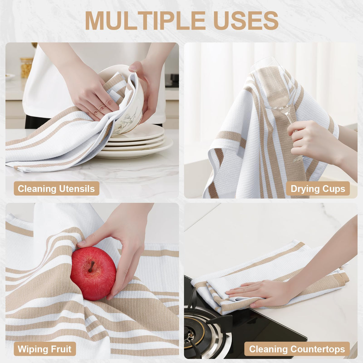 Premium Cotton Stripe Kitchen Towels 6 Pack (6 Count)