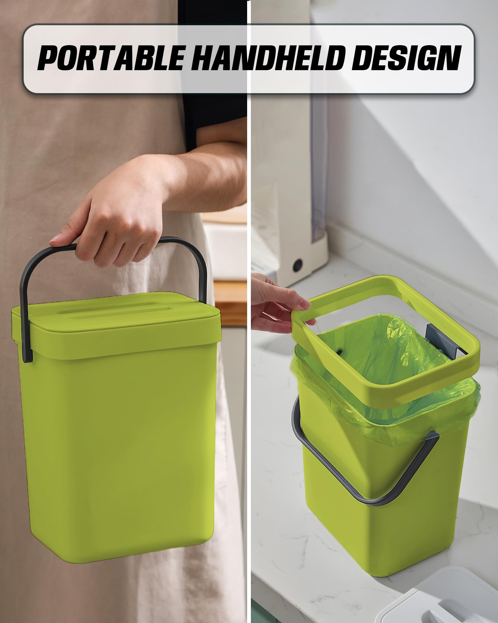 1.3 Gal Hanging Small Trash Can with Lid