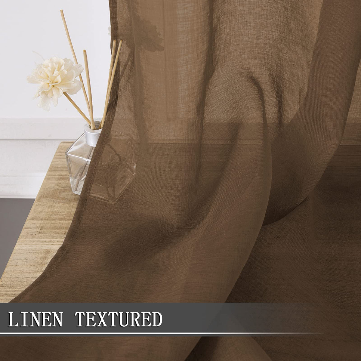 Sheer Tier Curtains Kitchen Linen Textured Half Curtain Sheers Light Filtering Rod Pocket Voile Bathroom Short Curtains for Farmhouse (2 Count)