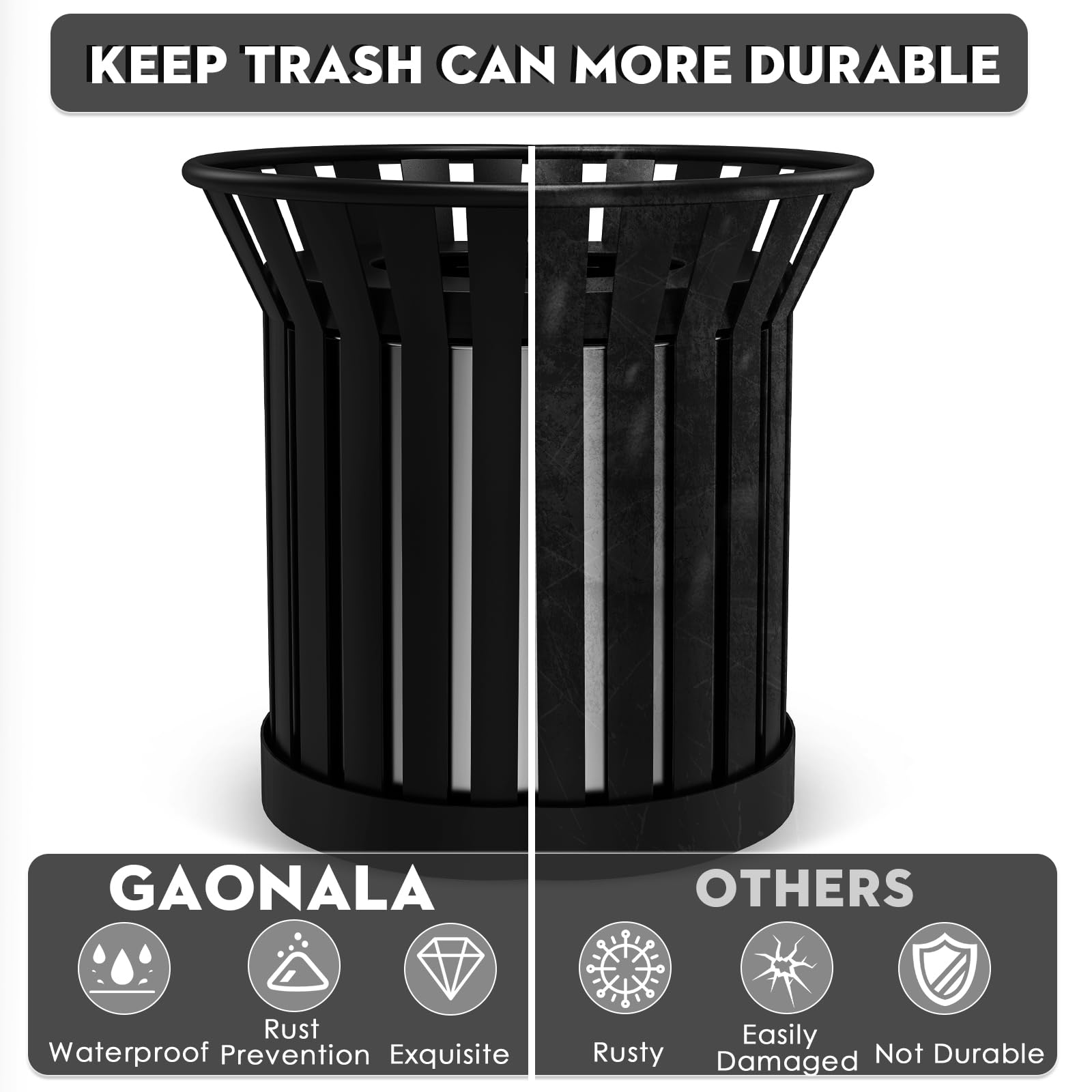 27.6IN Round Large Outdoor Trash Can