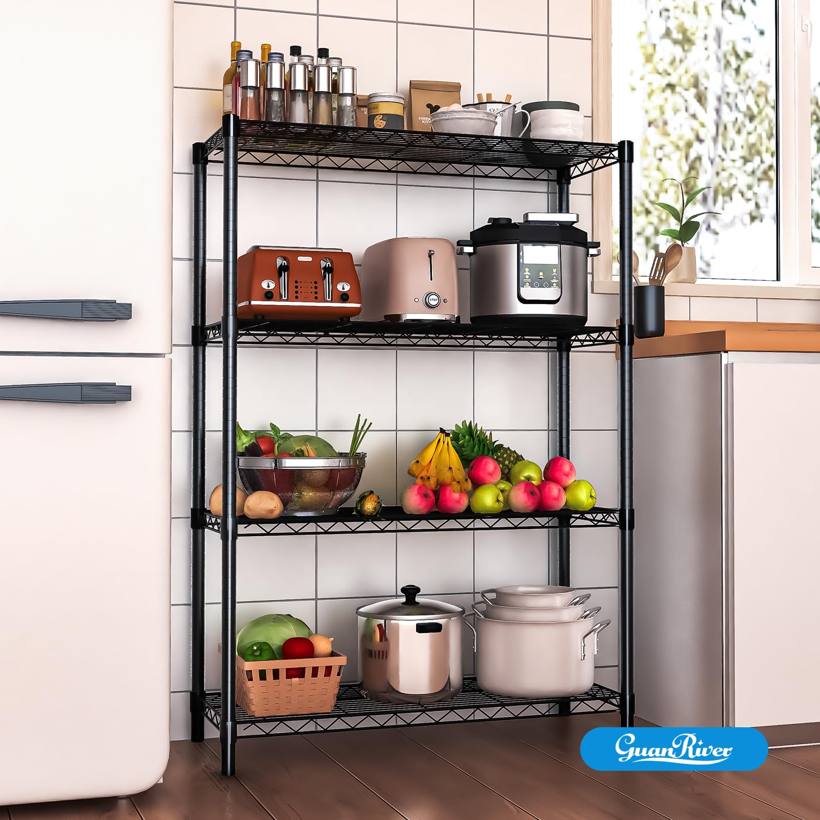 4 Shelf Adjustable Metal Wire Shelving
