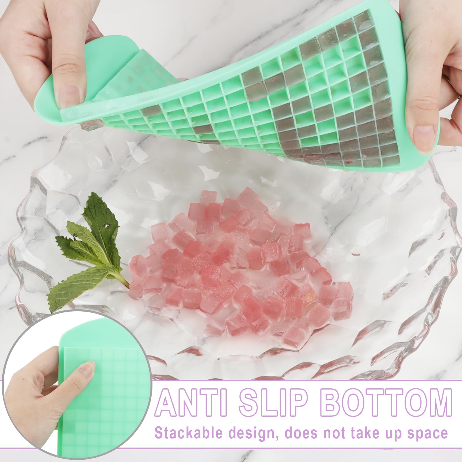 Silicone Mini Ice Cube Trays 2 Pack (5.28 Ounce)