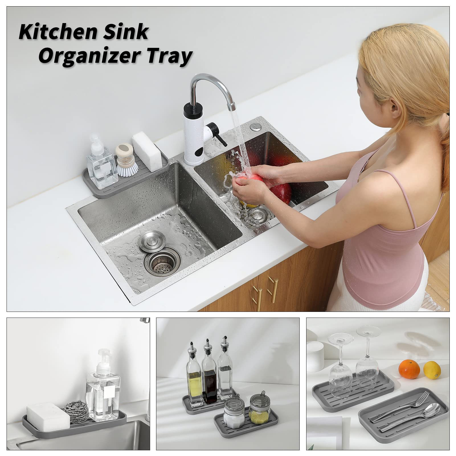 Silicone Kitchen Sink Organizer Tray for Multiple Usage