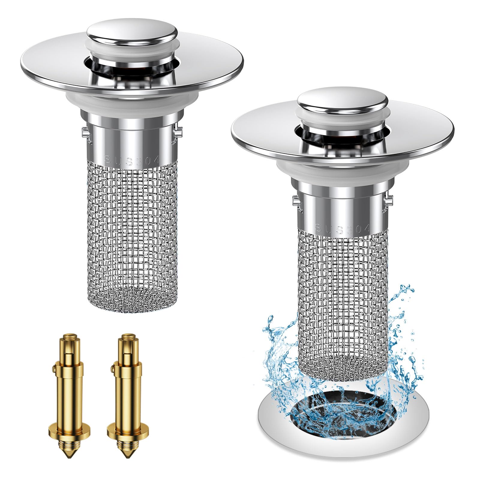 2024 New Pop Up Bathroom Sink Drain Strainer Hair Catcher (2 Count)