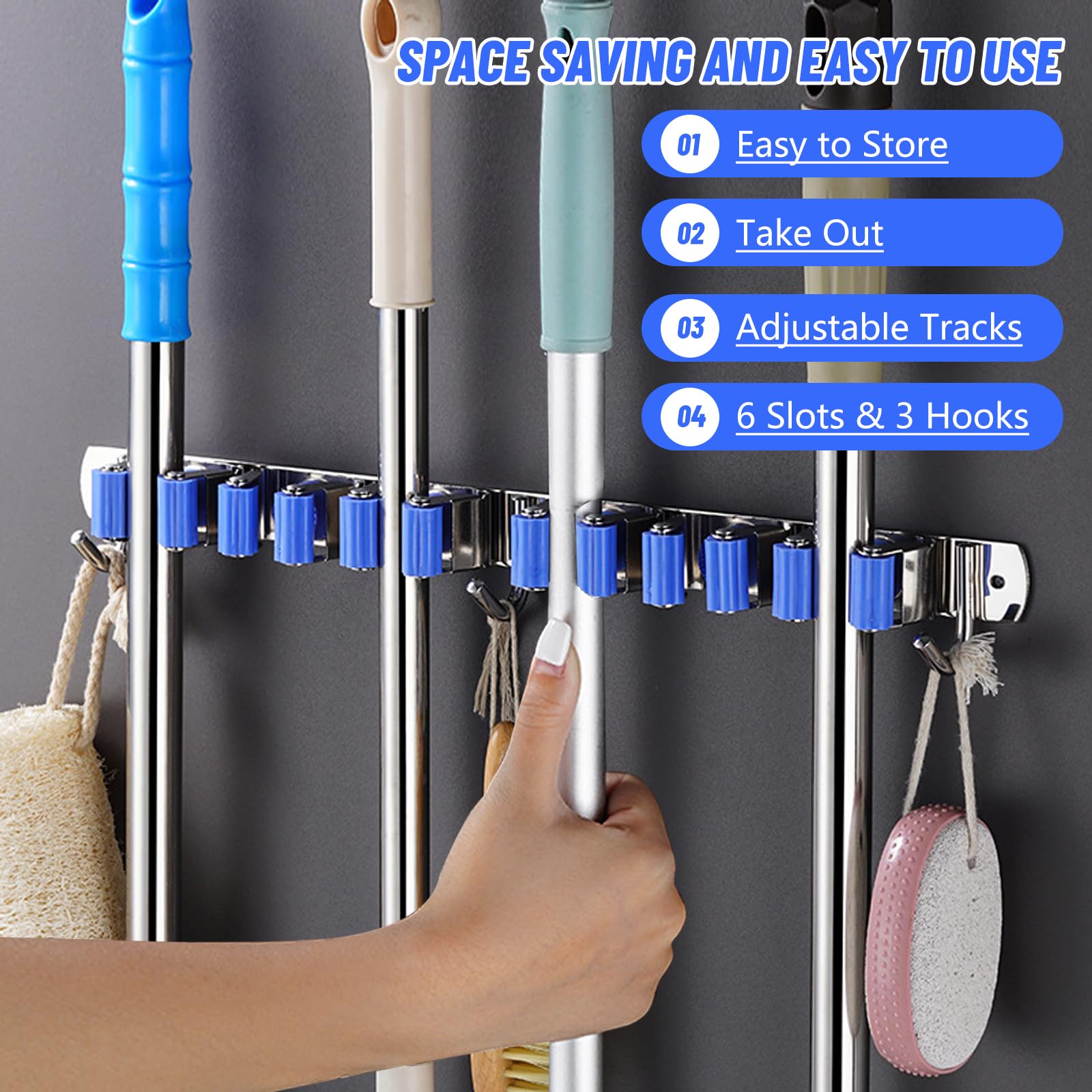Mop Broom Holder Wall Mounted