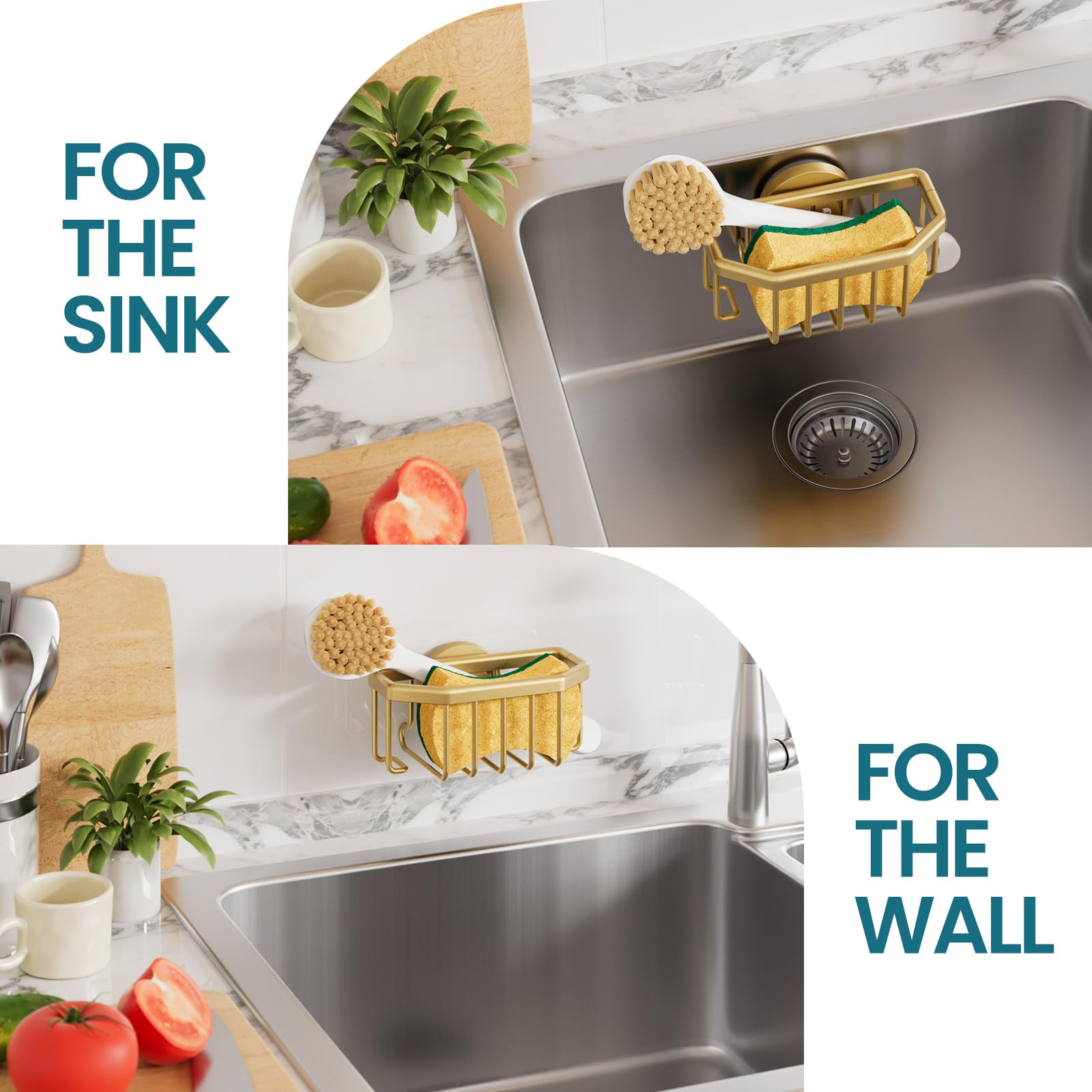 Sponge Holder for Kitchen Sink with Suction Cup
