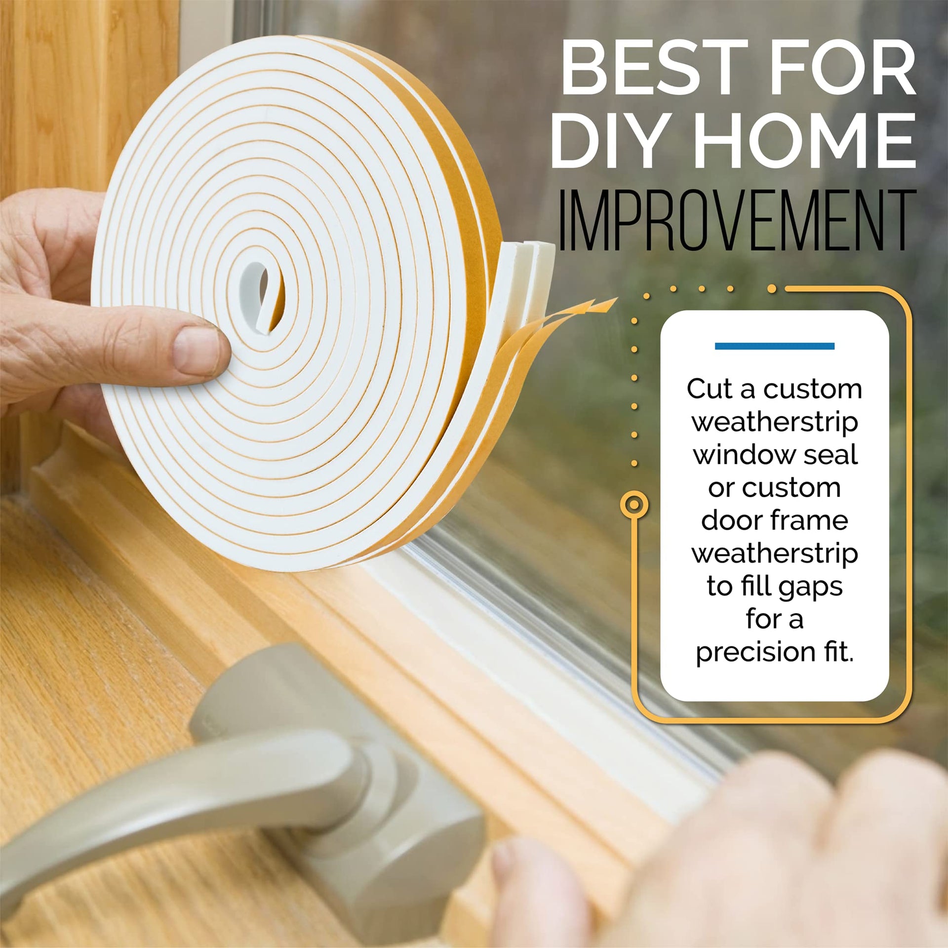 High Density Foam Weather Stripping Door Seal Strip Insulation Tape Roll for Insulating Door Frame (13 Foot)