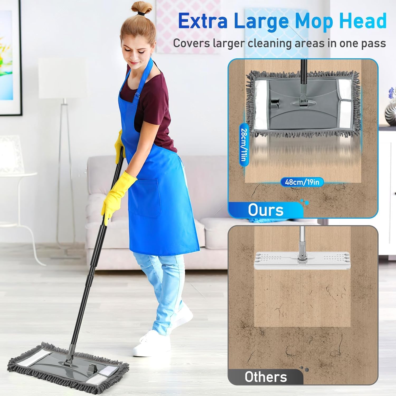 19" Wall Cleaner Mop with Long Handle for Wall Ceilings Floor Cleaning (2 Count)